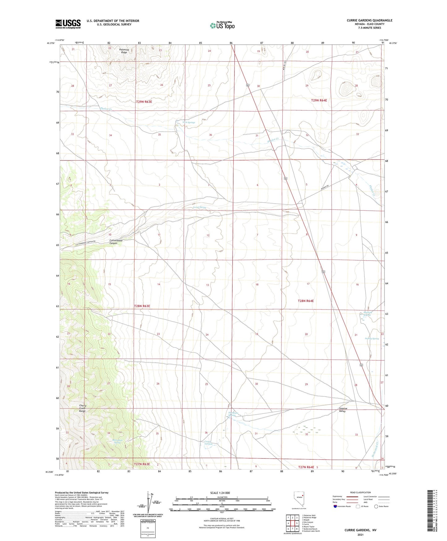 Currie Gardens Nevada US Topo Map Image