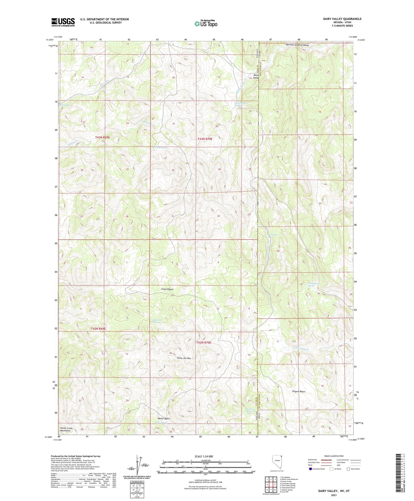 Dairy Valley Nevada US Topo Map Image