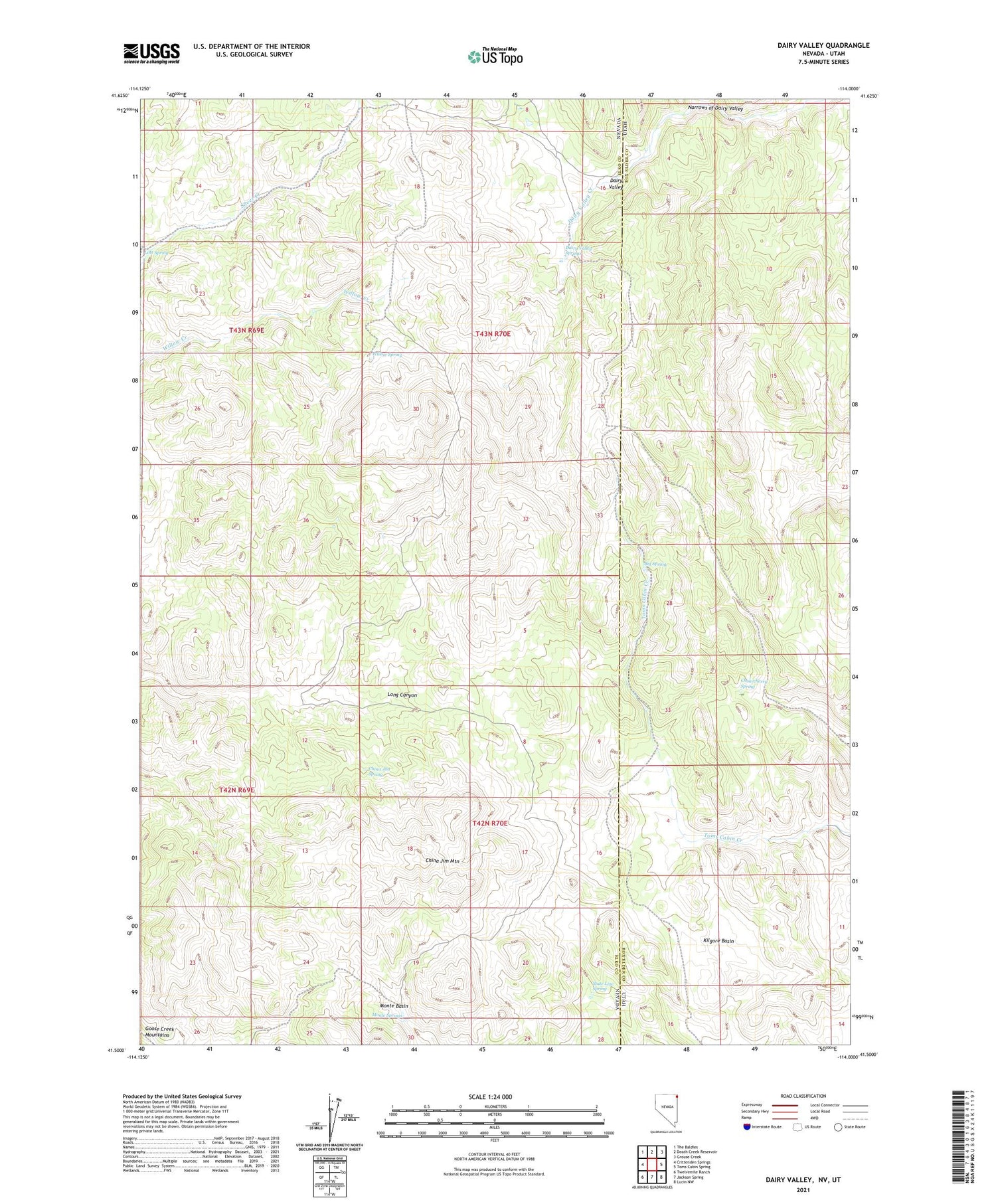 Dairy Valley Nevada US Topo Map Image
