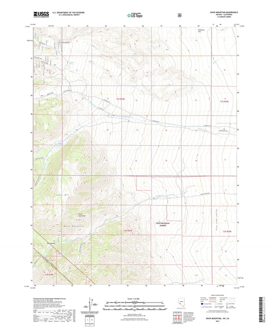 Davis Mountain Nevada US Topo Map Image