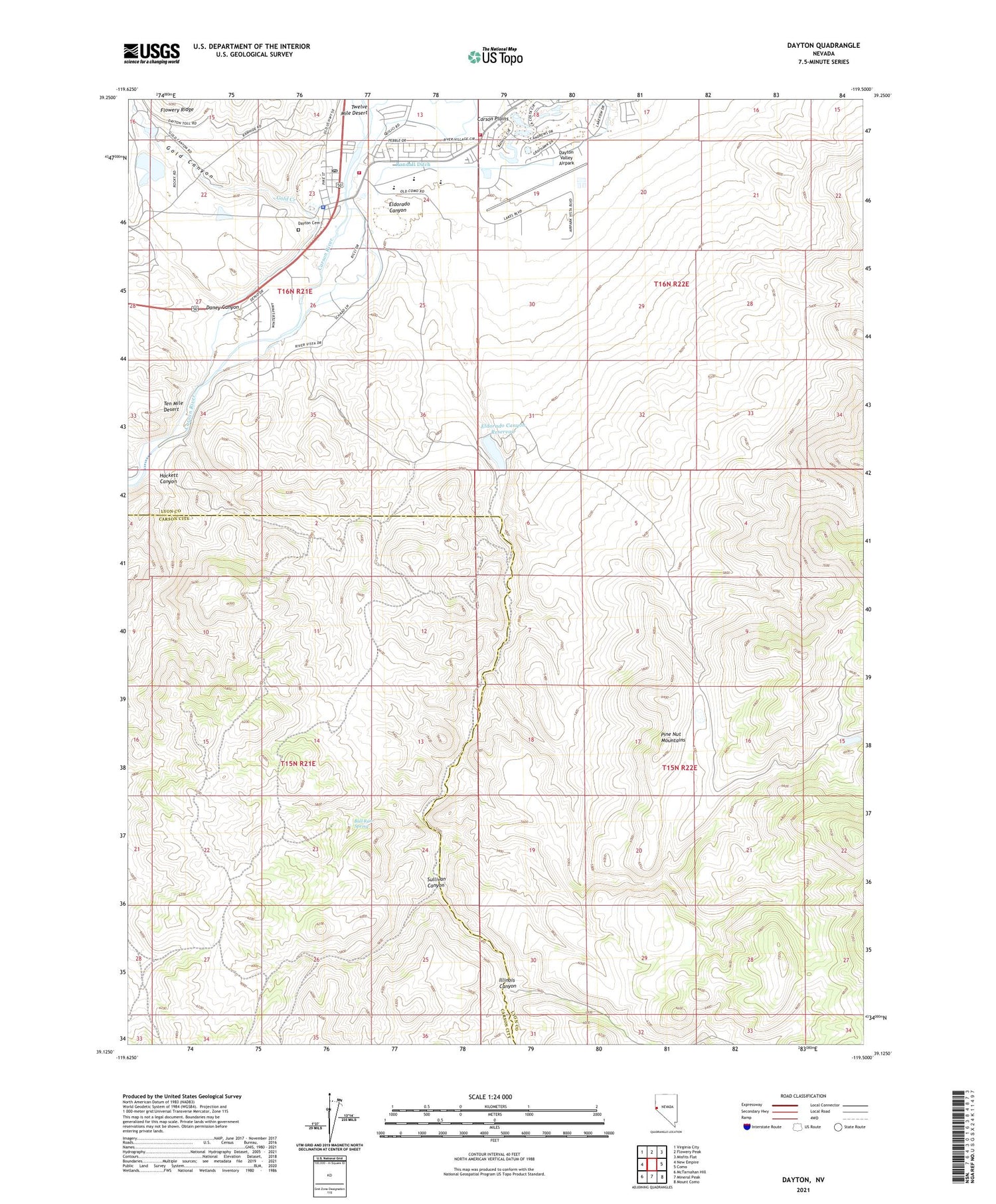 Dayton Nevada US Topo Map Image