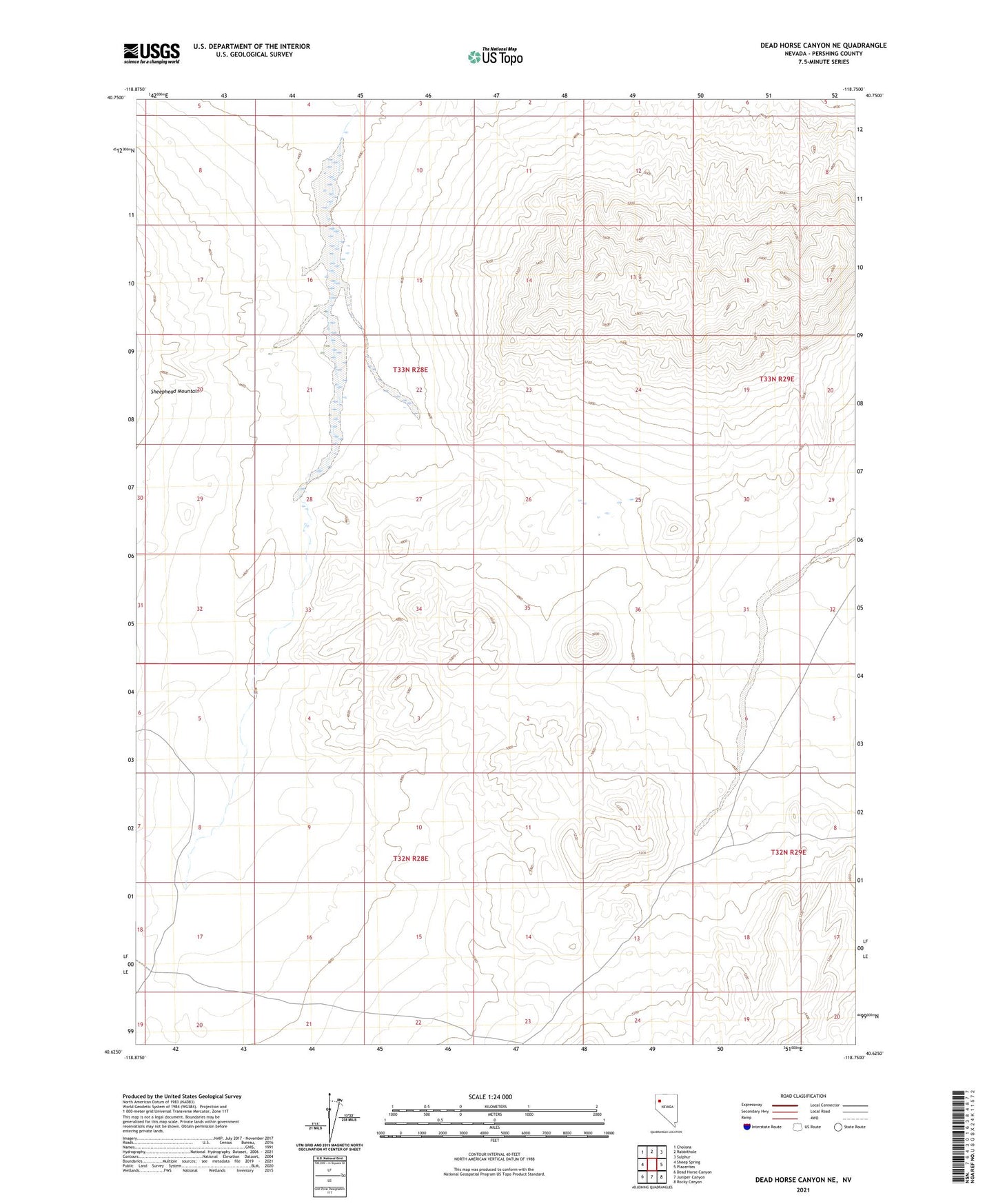 Dead Horse Canyon NE Nevada US Topo Map Image