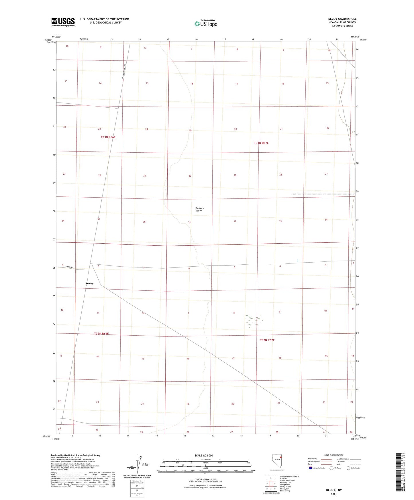 Decoy Nevada US Topo Map Image