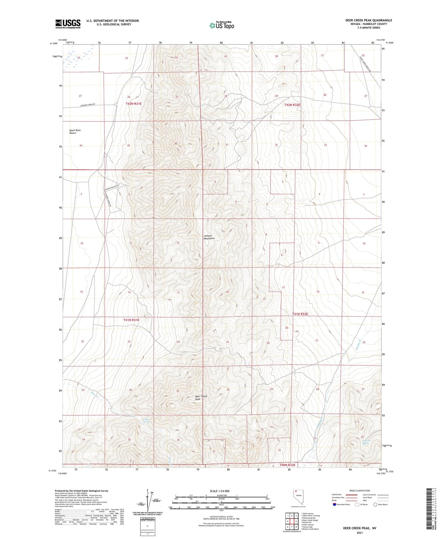 Deer Creek Peak Nevada US Topo Map Image