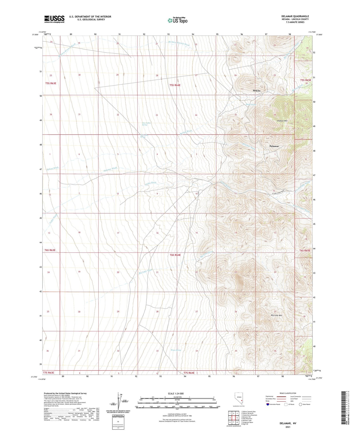 Delamar Nevada US Topo Map Image