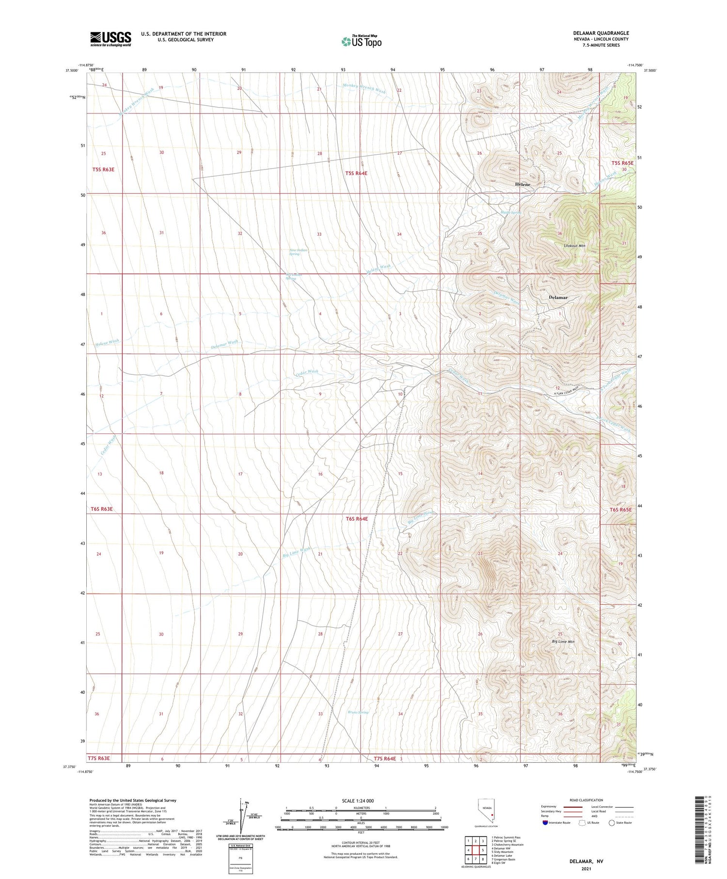 Delamar Nevada US Topo Map Image