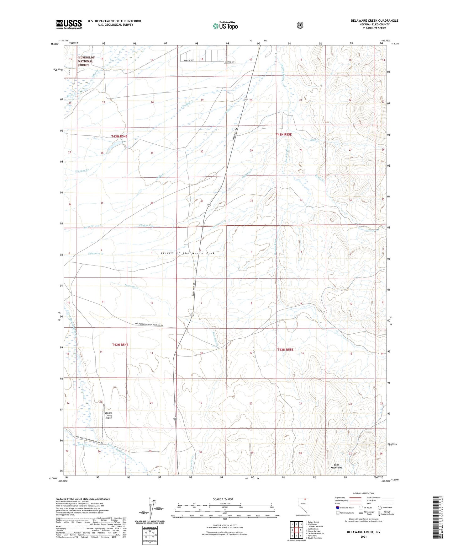 Delaware Creek Nevada US Topo Map Image
