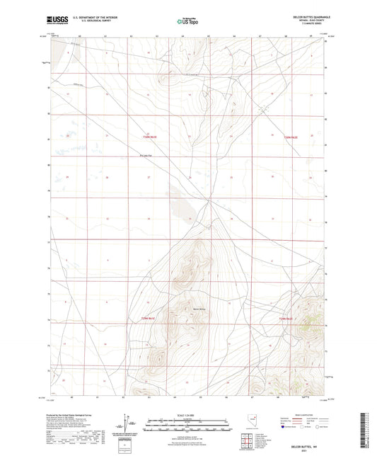 Delcer Buttes Nevada US Topo Map Image