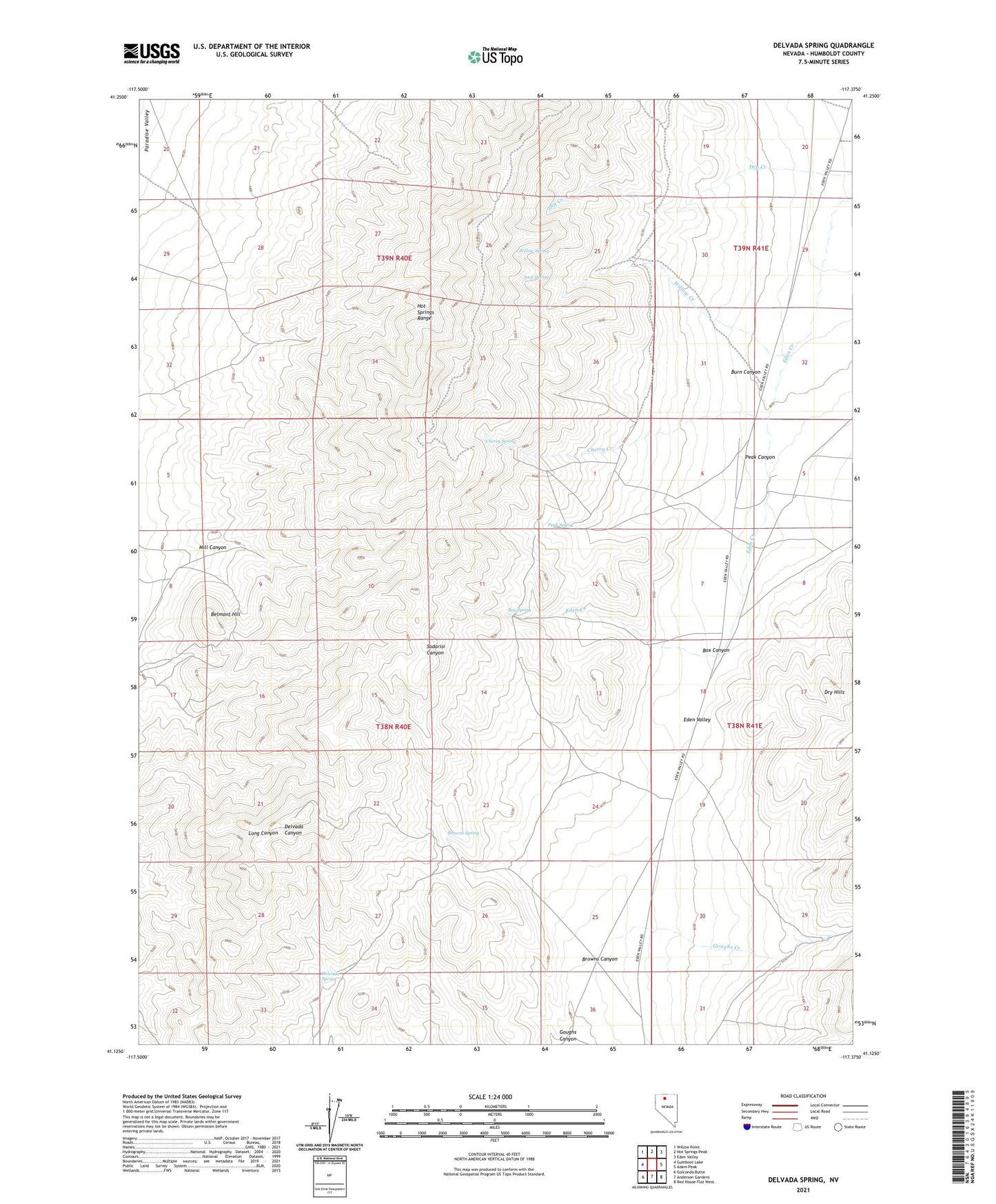 Delvada Spring Nevada US Topo Map Image