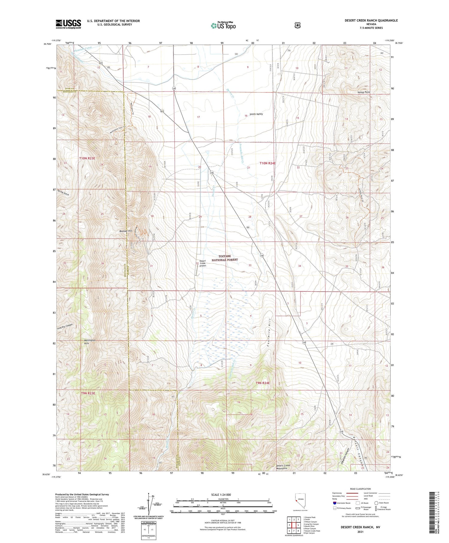 Desert Creek Ranch Nevada US Topo Map Image