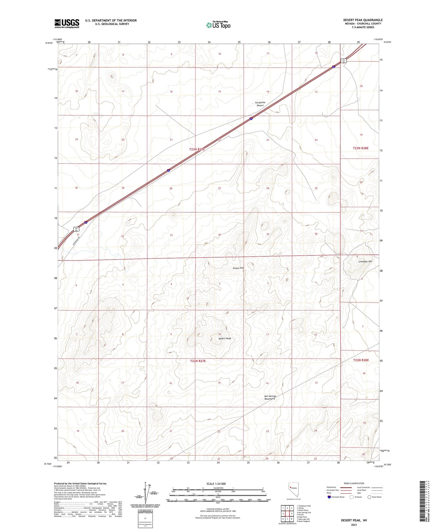 Desert Peak Nevada US Topo Map Image