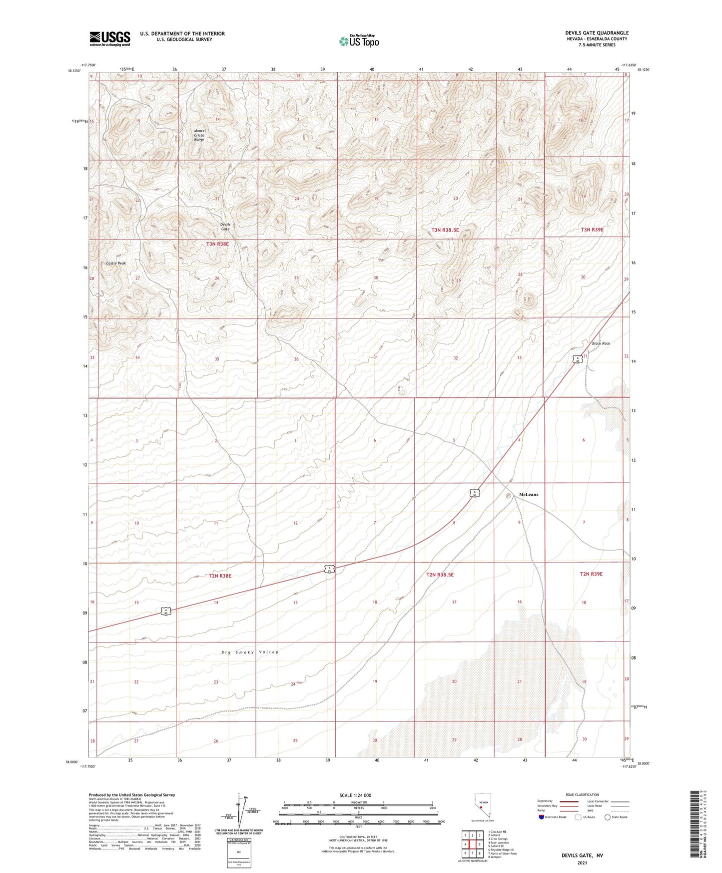 Devils Gate Nevada US Topo Map Image