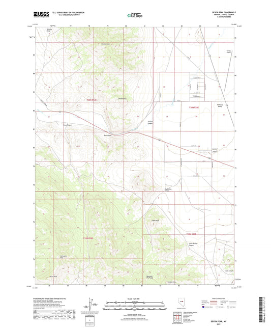 Devon Peak Nevada US Topo Map Image