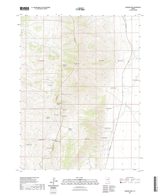 Diamond Peak Nevada US Topo Map Image