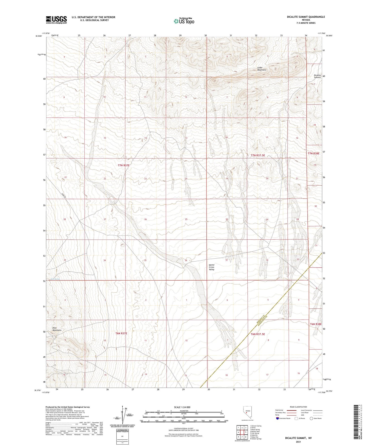 Dicalite Summit Nevada US Topo Map Image