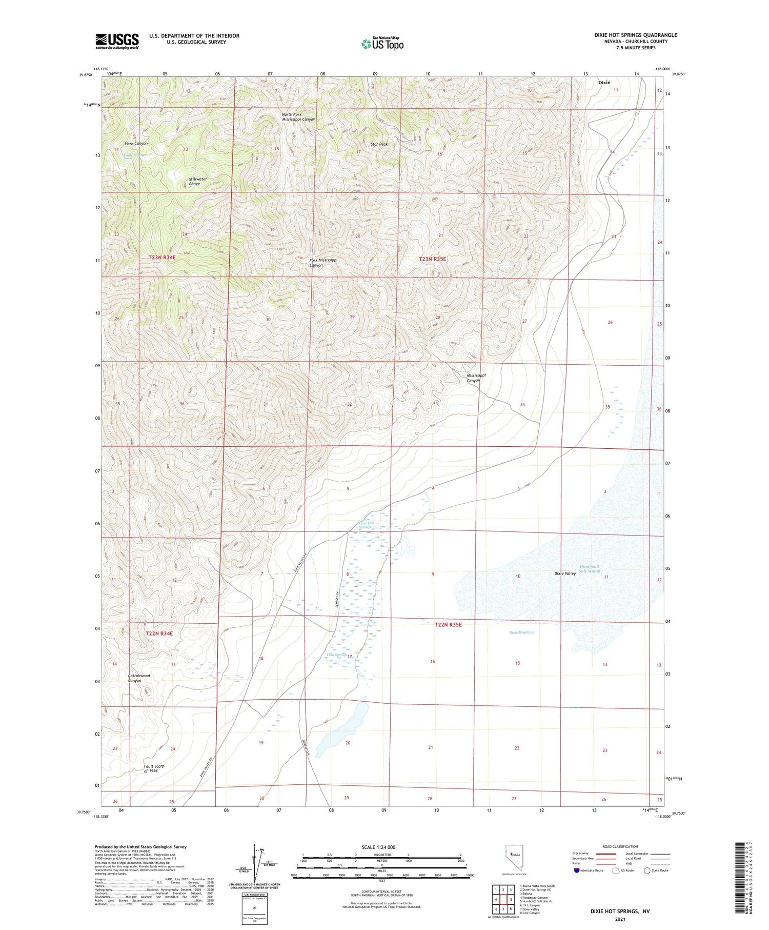Dixie Hot Springs Nevada US Topo Map Image