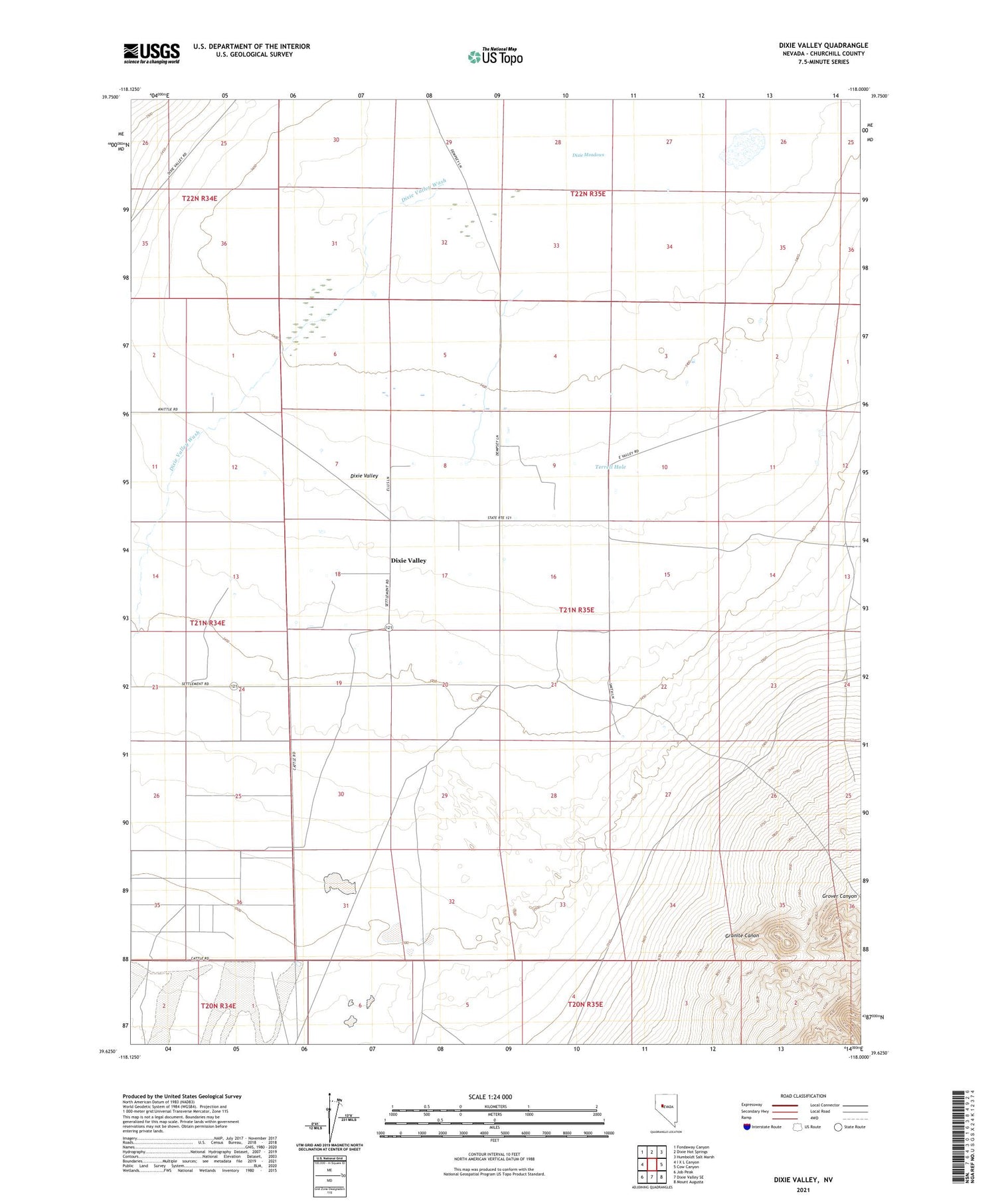 Dixie Valley Nevada US Topo Map Image