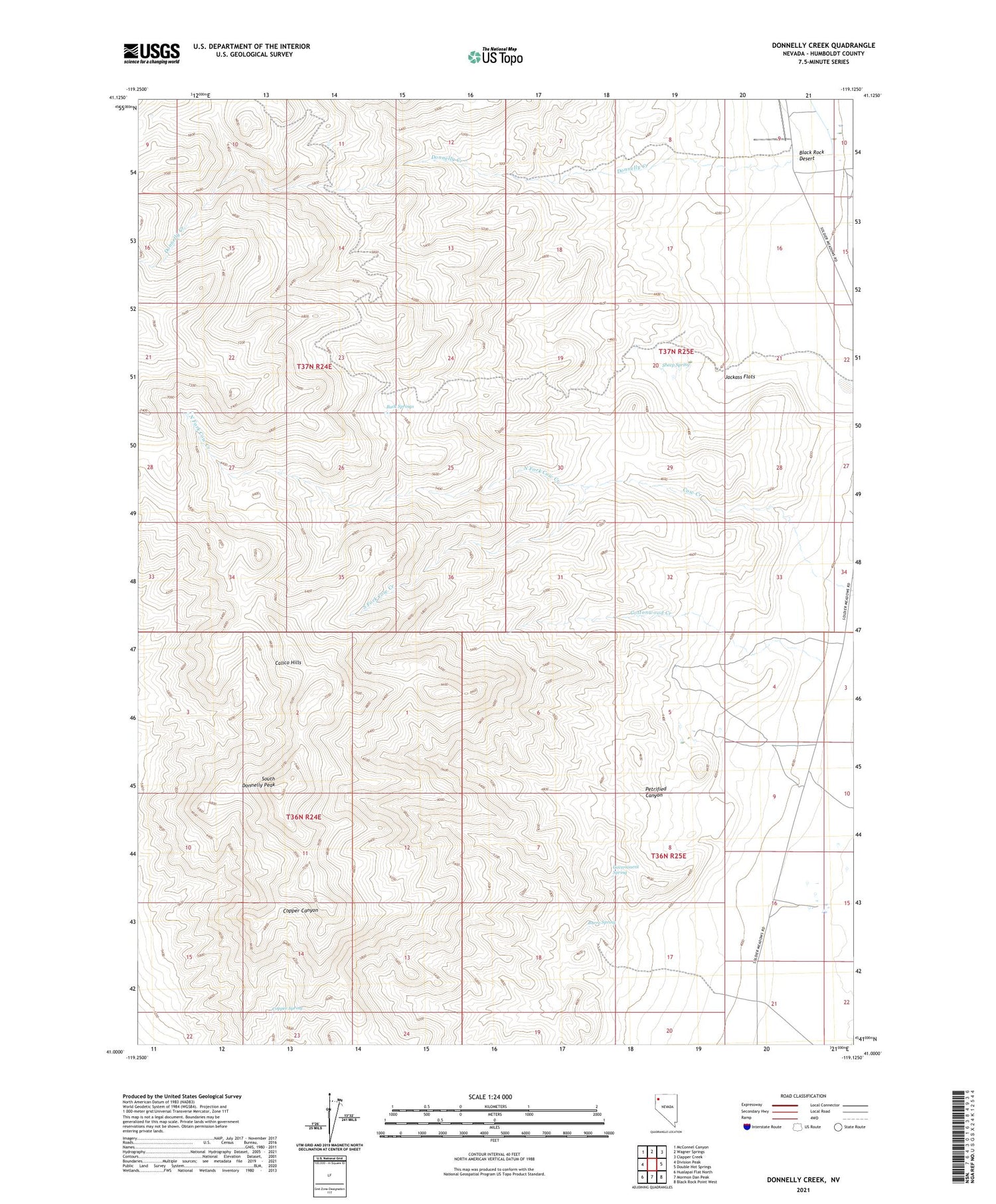 Donnelly Creek Nevada US Topo Map Image