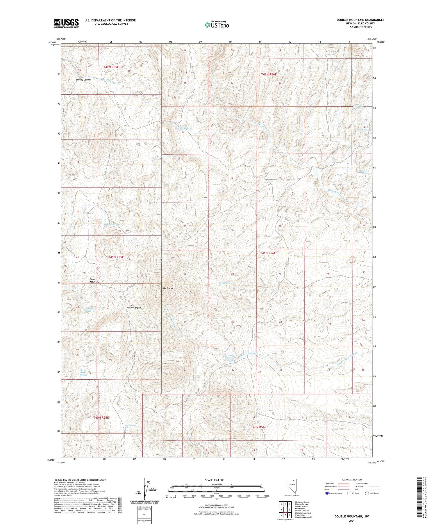 Double Mountain Nevada US Topo Map Image