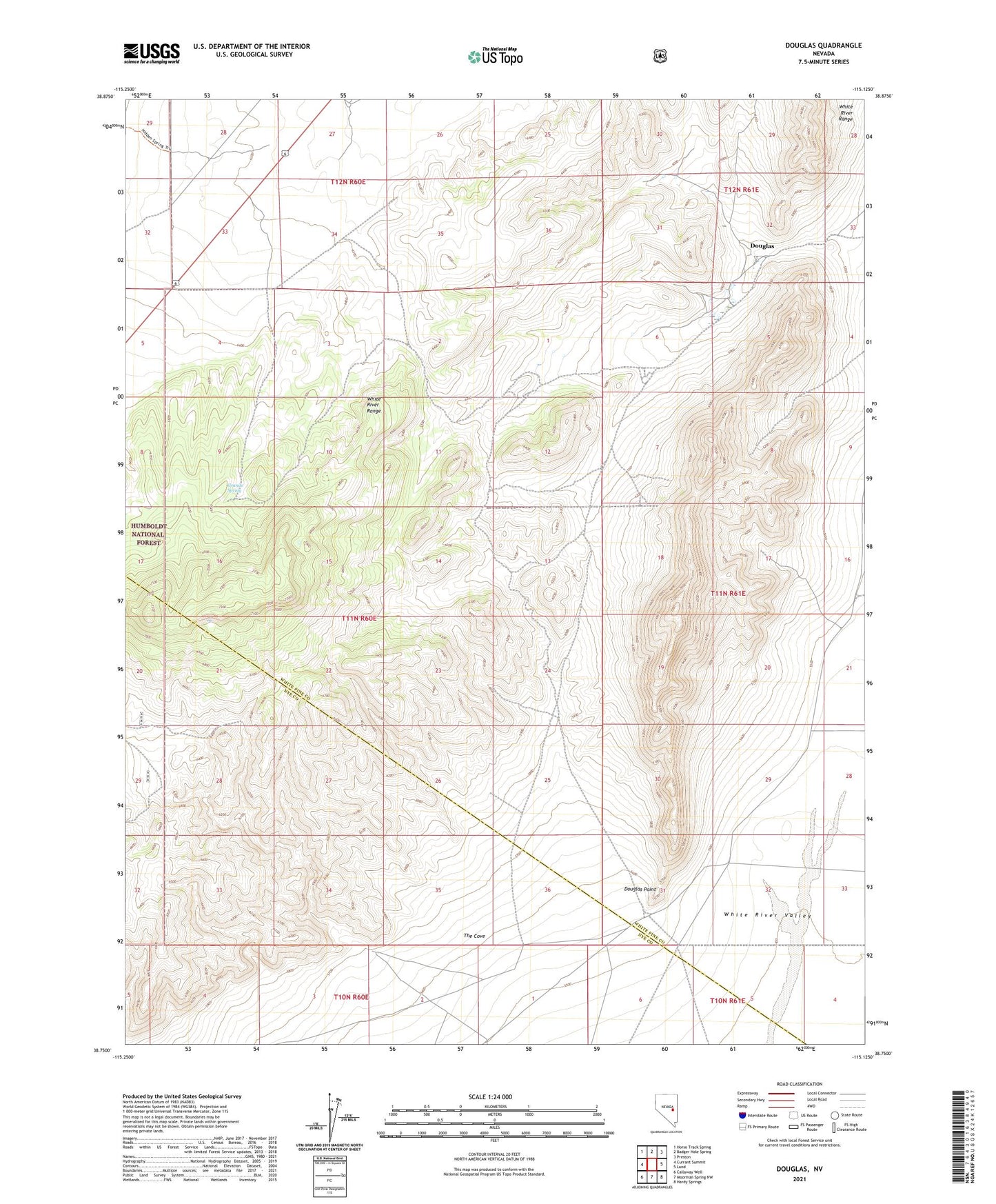 Douglas Nevada US Topo Map Image