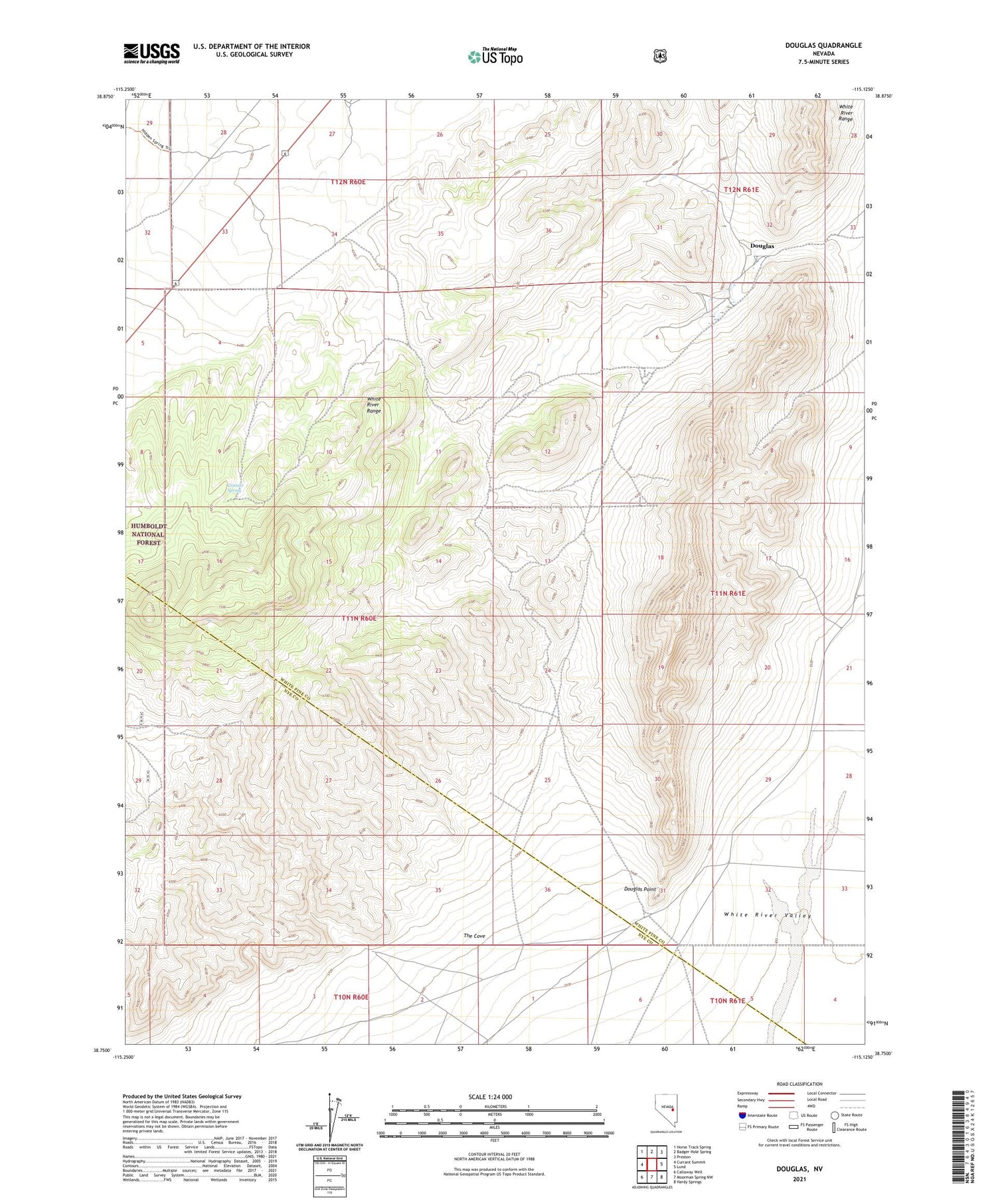 Douglas Nevada US Topo Map Image
