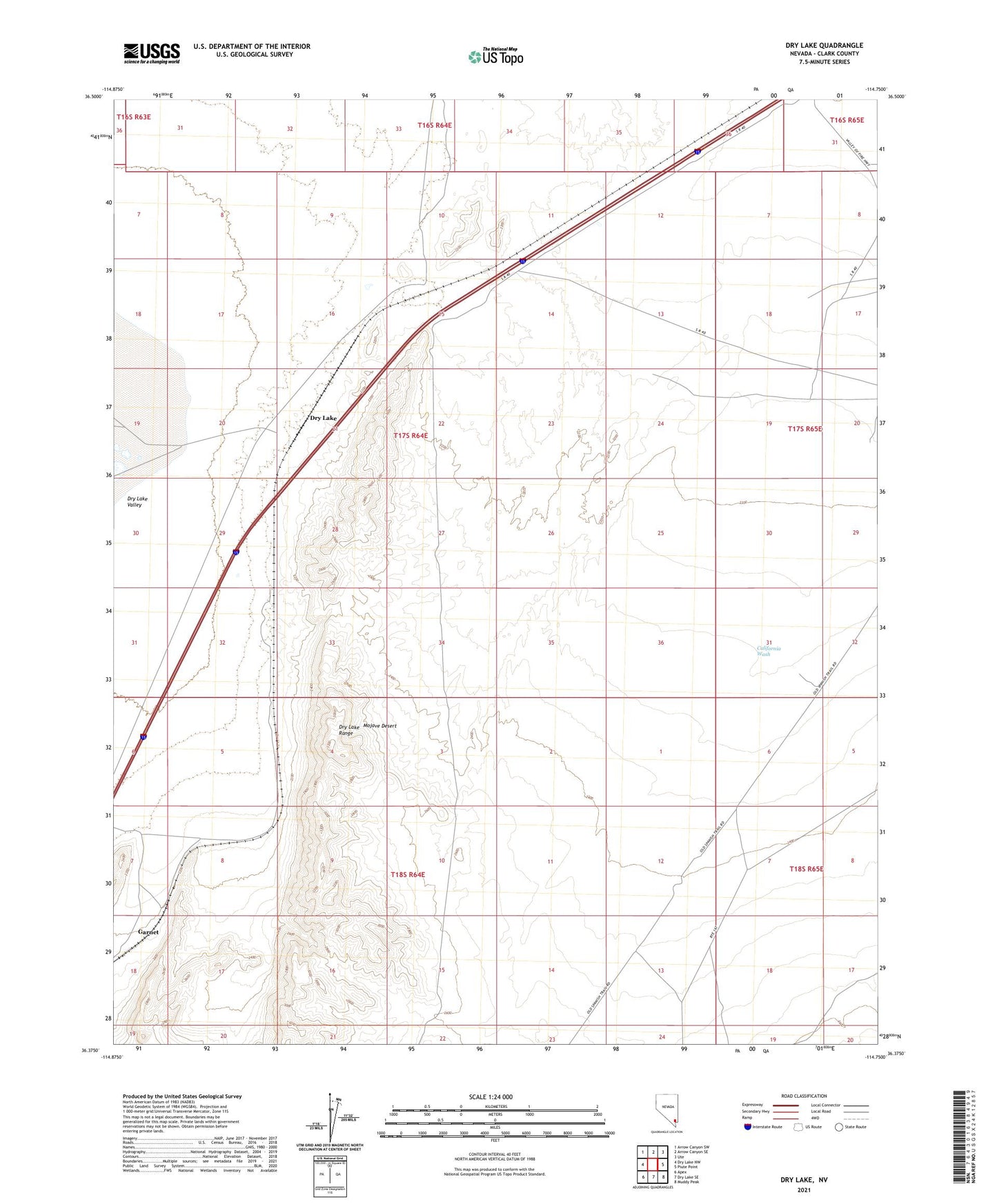 Dry Lake Nevada US Topo Map Image