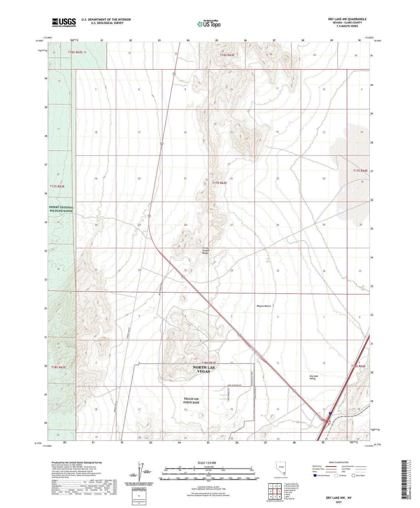 Dry Lake NW Nevada US Topo Map Image