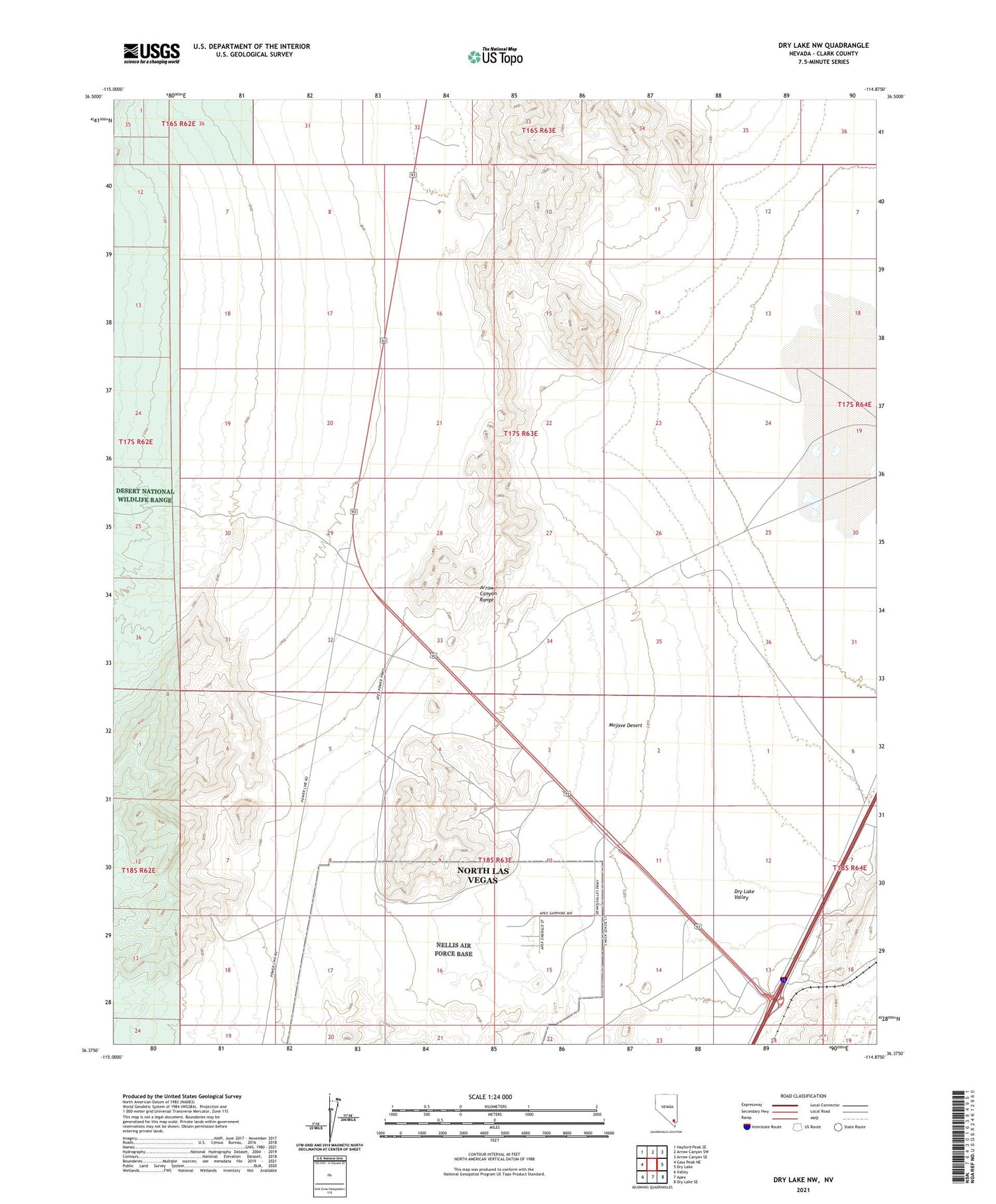 Dry Lake NW Nevada US Topo Map Image