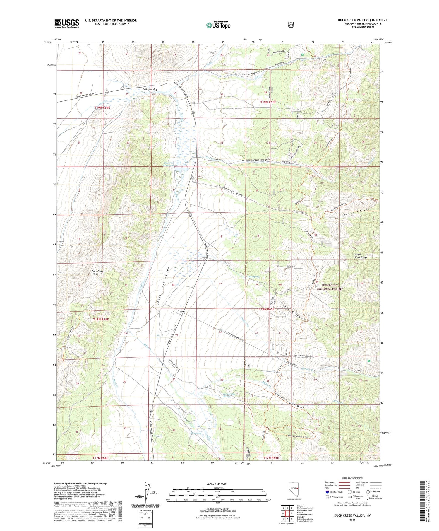 Duck Creek Valley Nevada US Topo Map Image