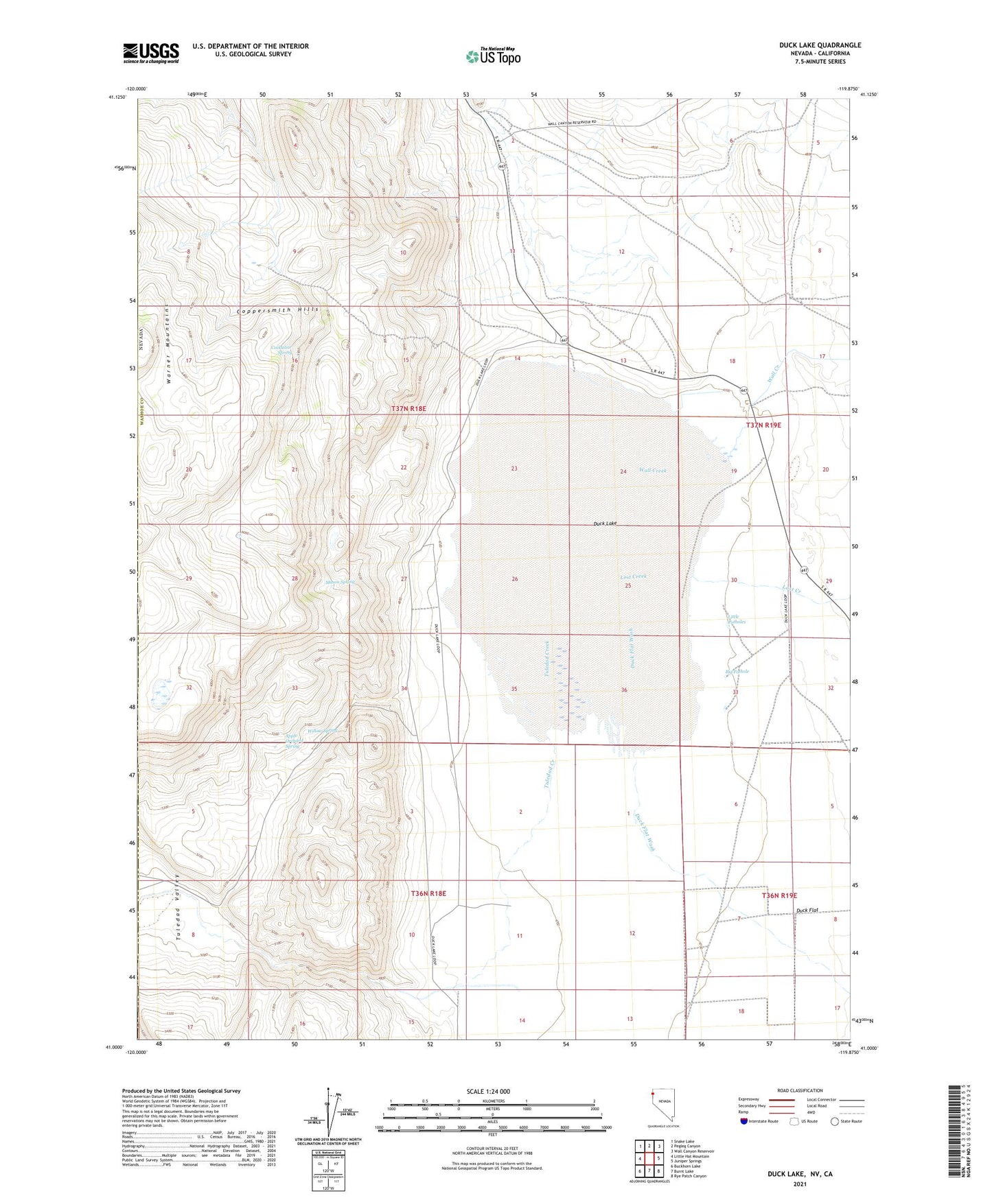 Duck Lake Nevada US Topo Map Image