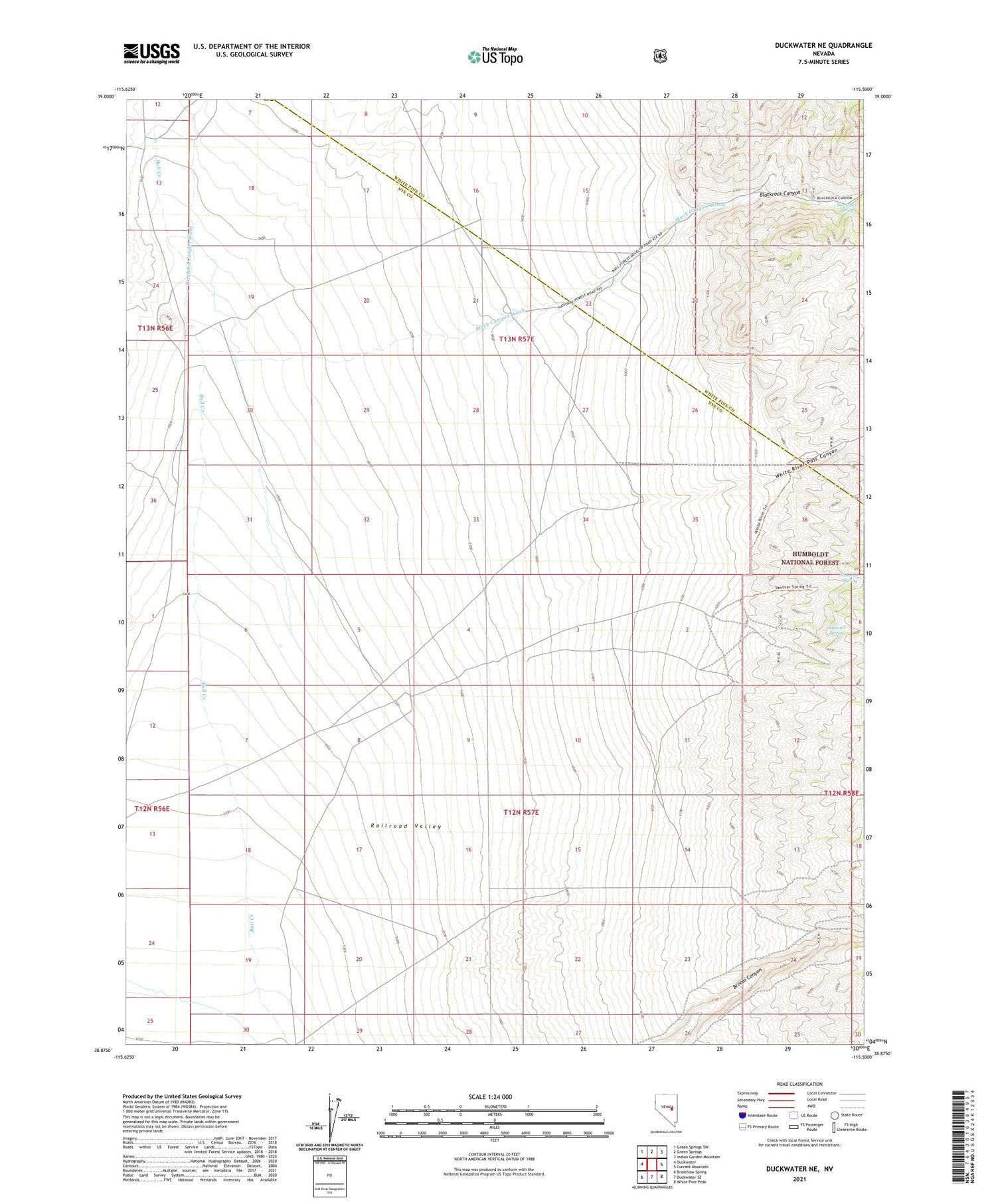 Duckwater NE Nevada US Topo Map Image