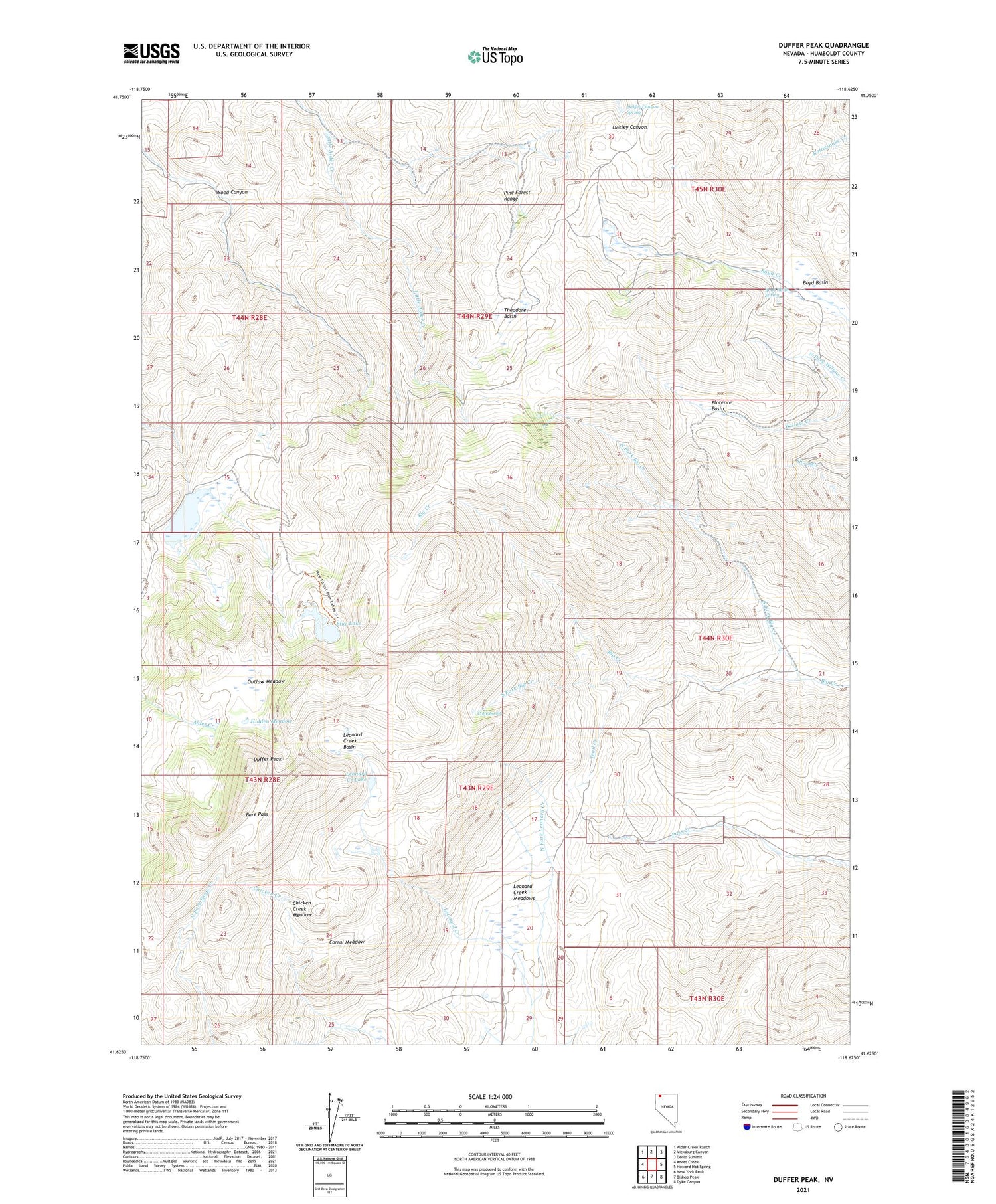 Duffer Peak Nevada US Topo Map Image