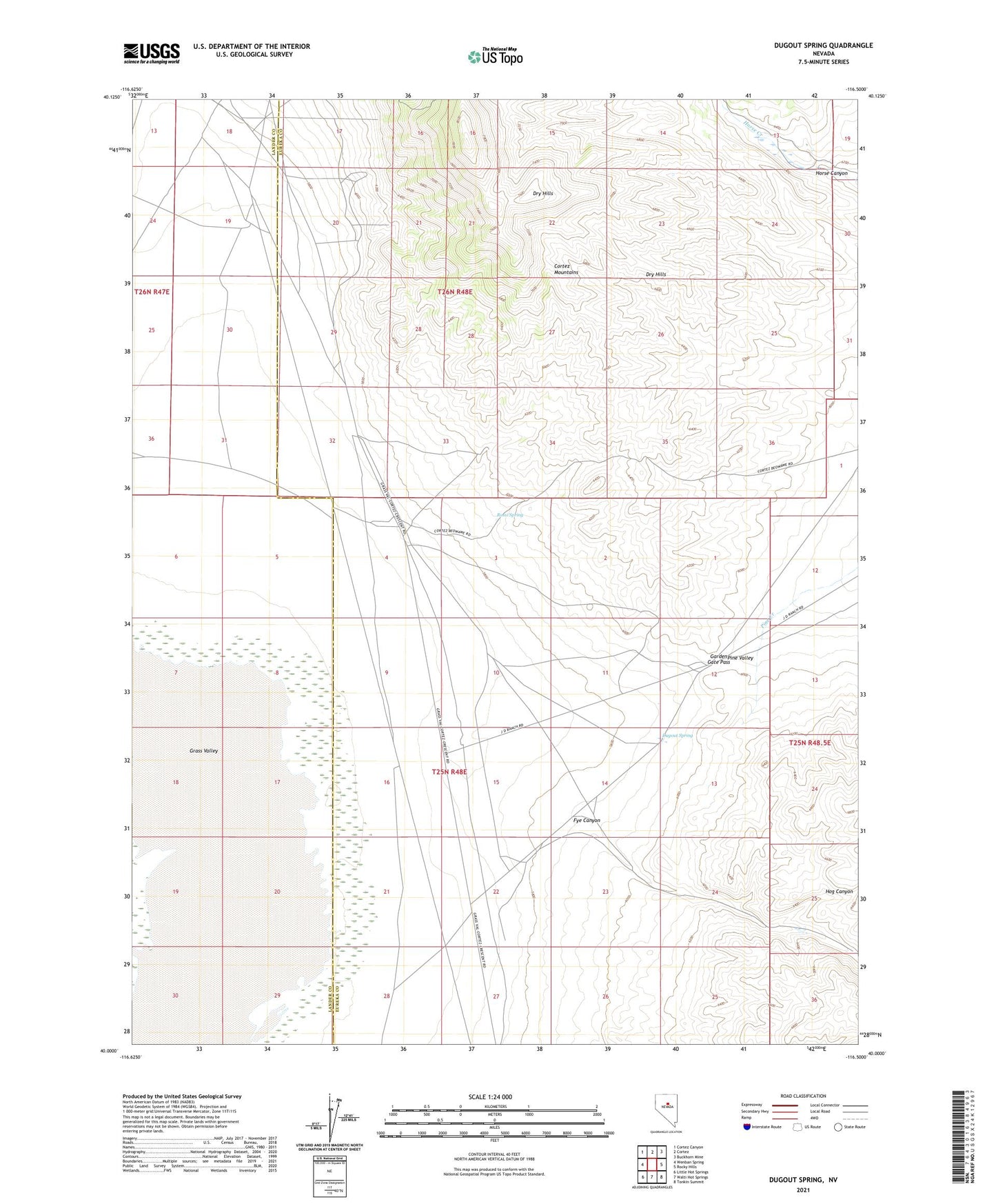 Dugout Spring Nevada US Topo Map Image