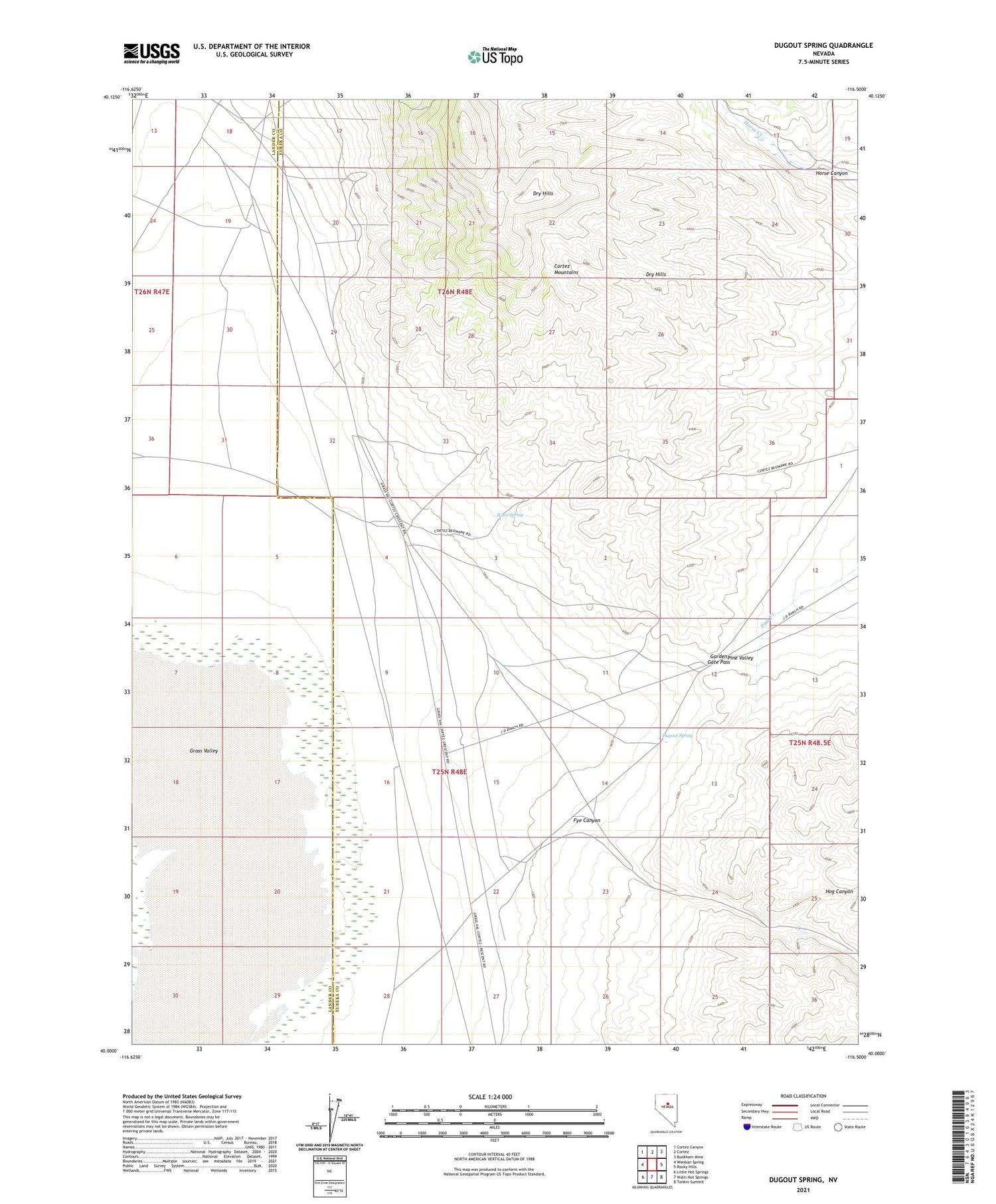 Dugout Spring Nevada US Topo Map Image