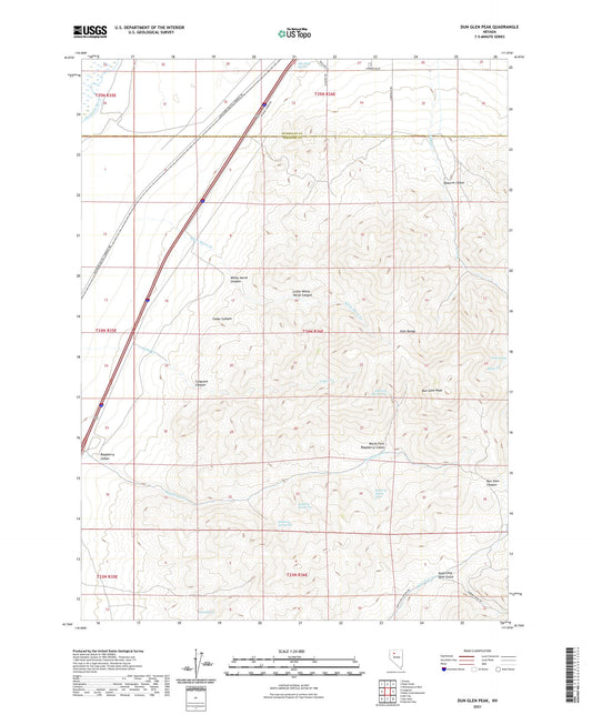 Dun Glen Peak Nevada US Topo Map Image