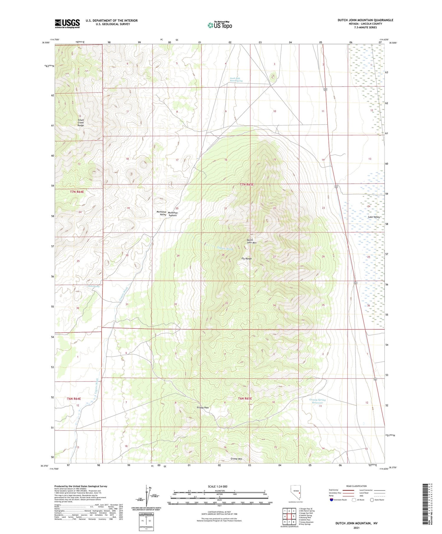 Dutch John Mountain Nevada US Topo Map Image