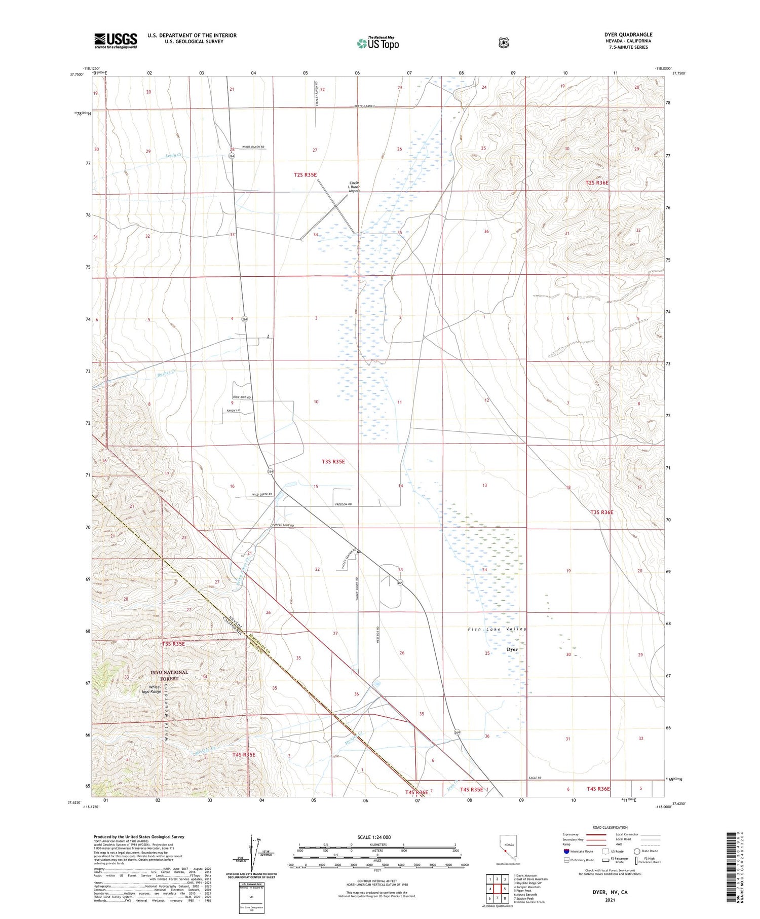 Dyer Nevada US Topo Map Image