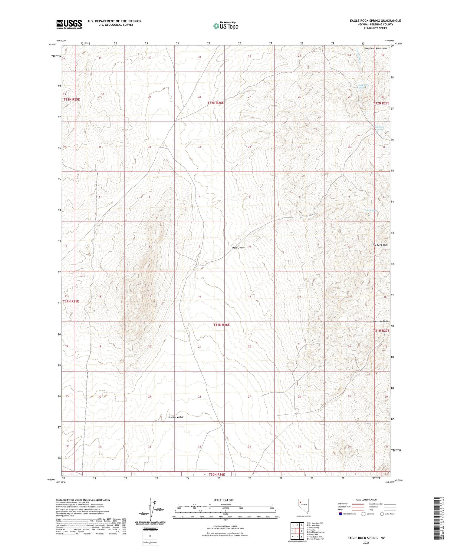 Eagle Rock Spring Nevada US Topo Map Image