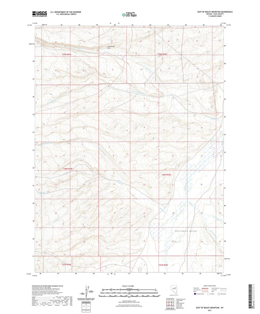 East of Bailey Mountain Nevada US Topo Map Image