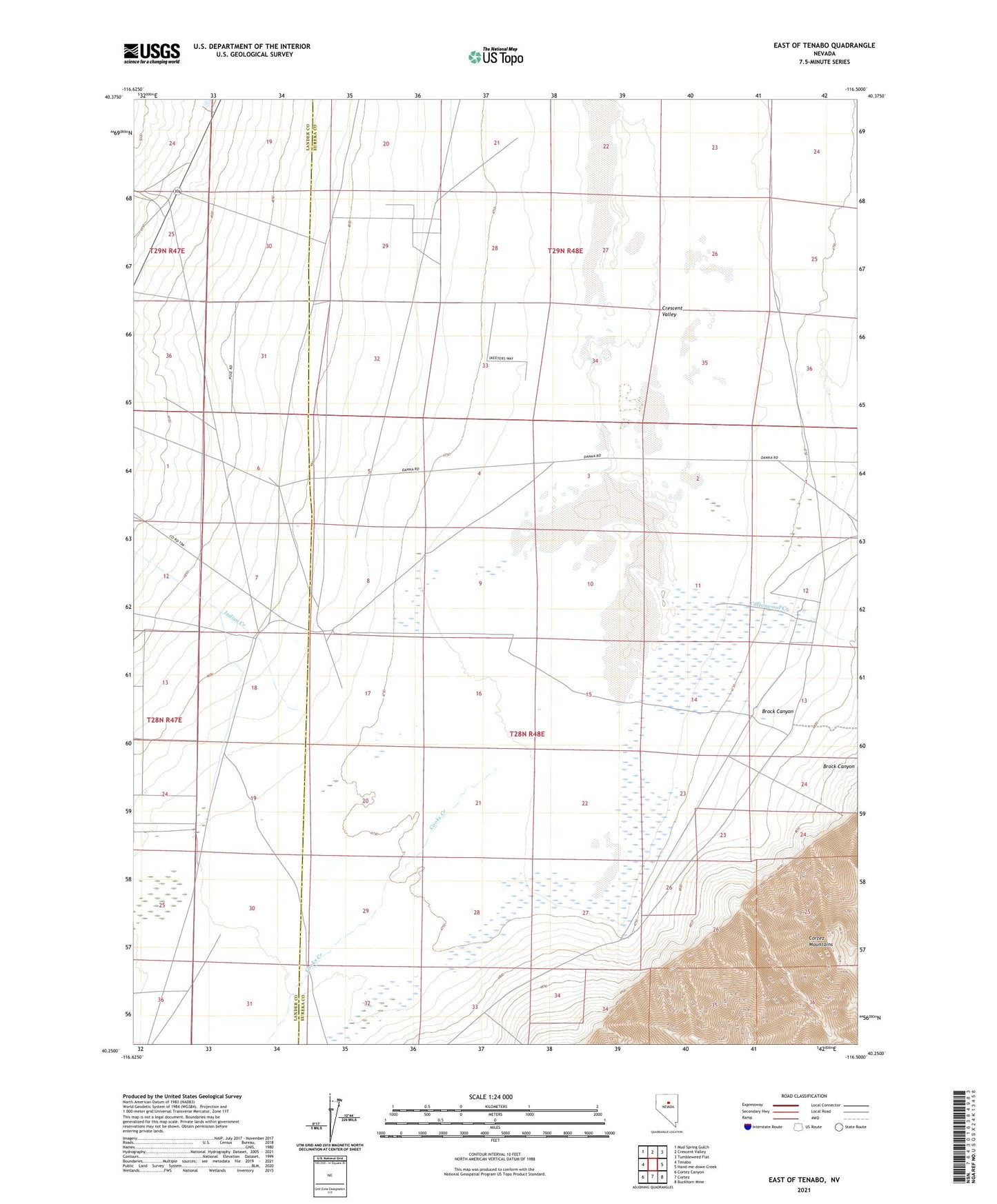 East of Tenabo Nevada US Topo Map Image