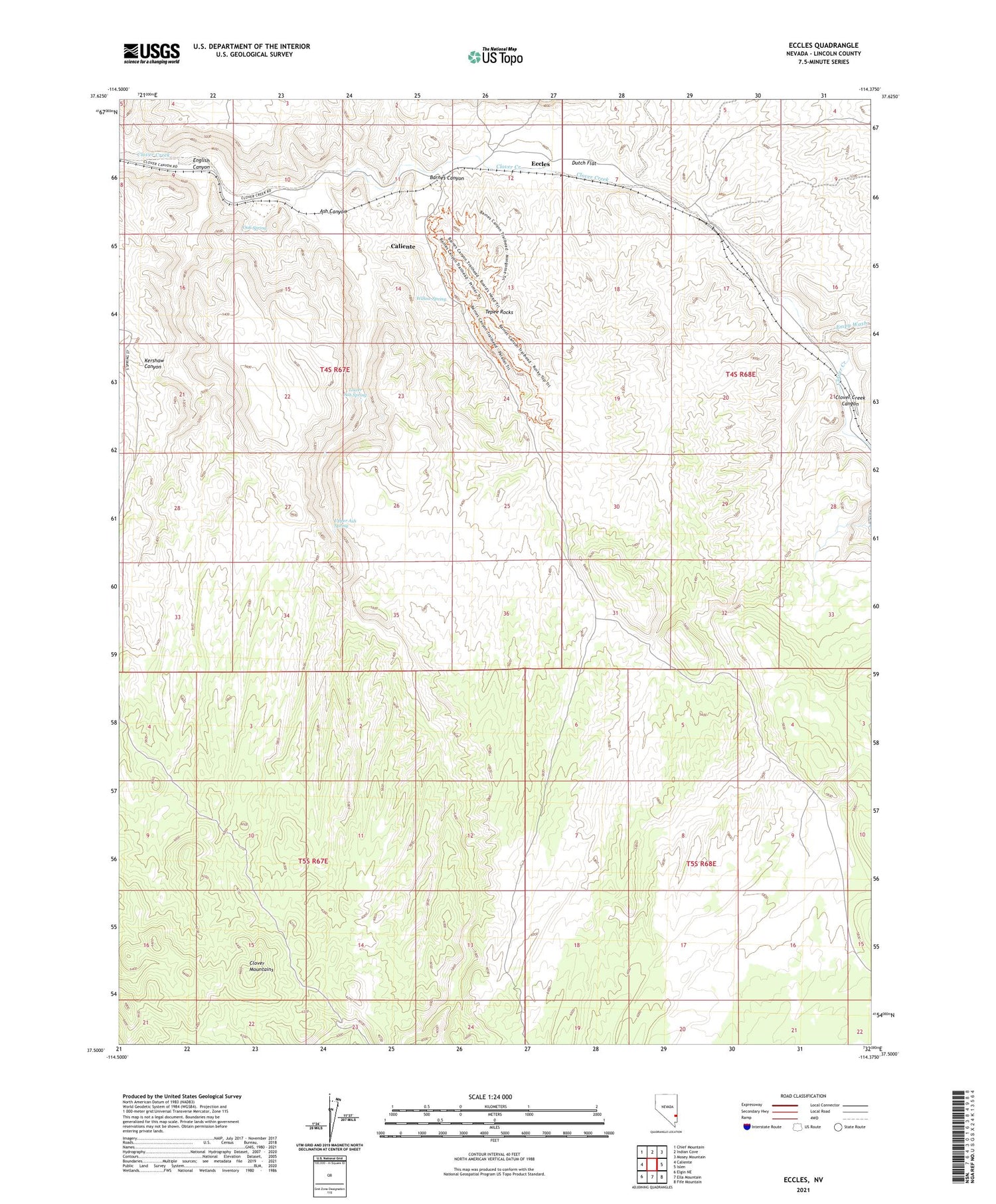 Eccles Nevada US Topo Map Image