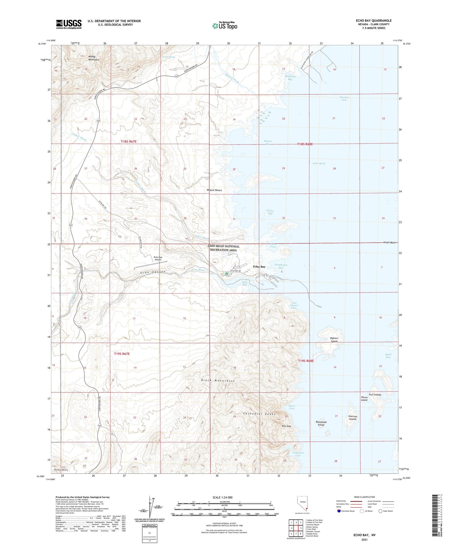Echo Bay Nevada US Topo Map Image