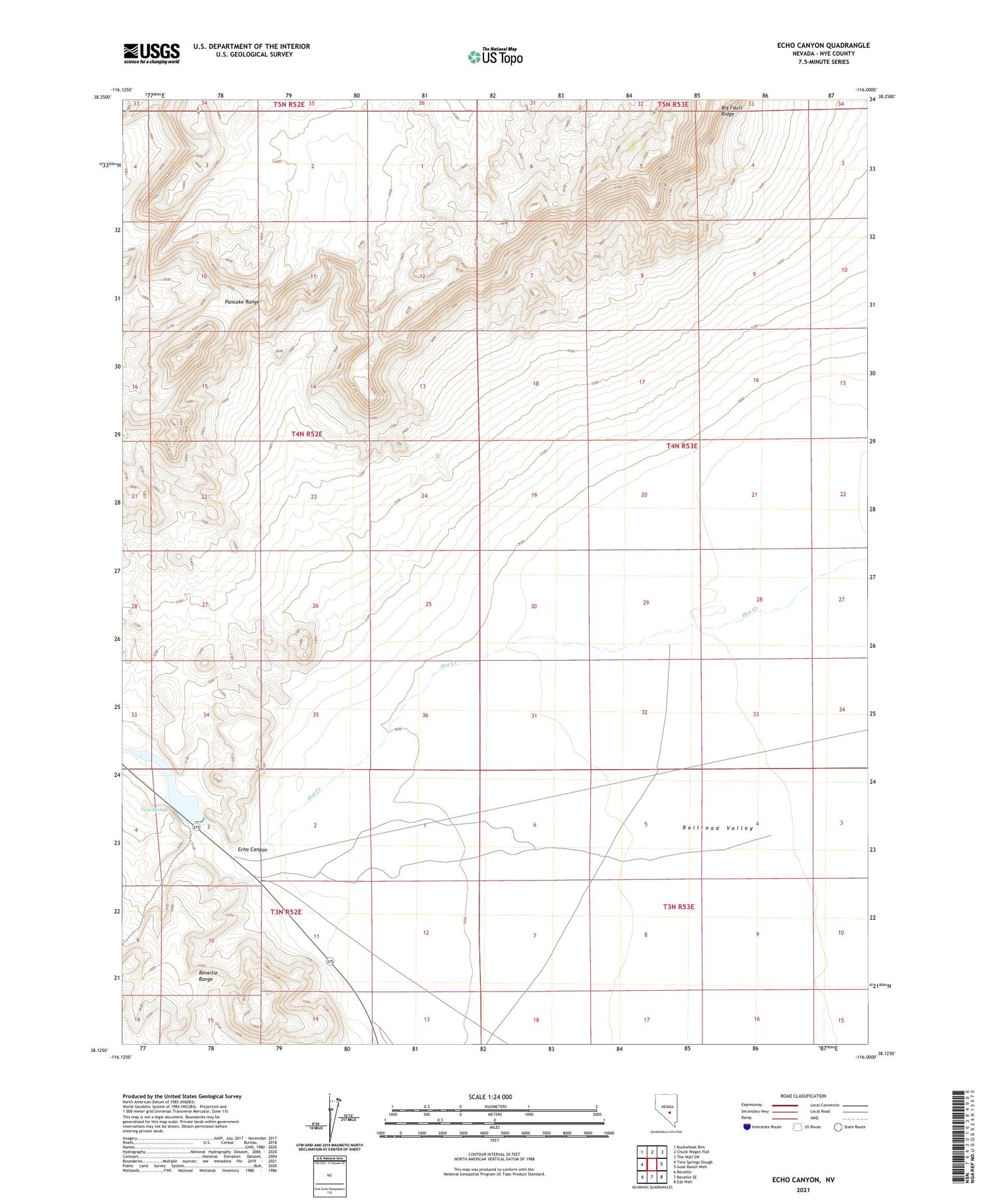Echo Canyon Nevada US Topo Map Image