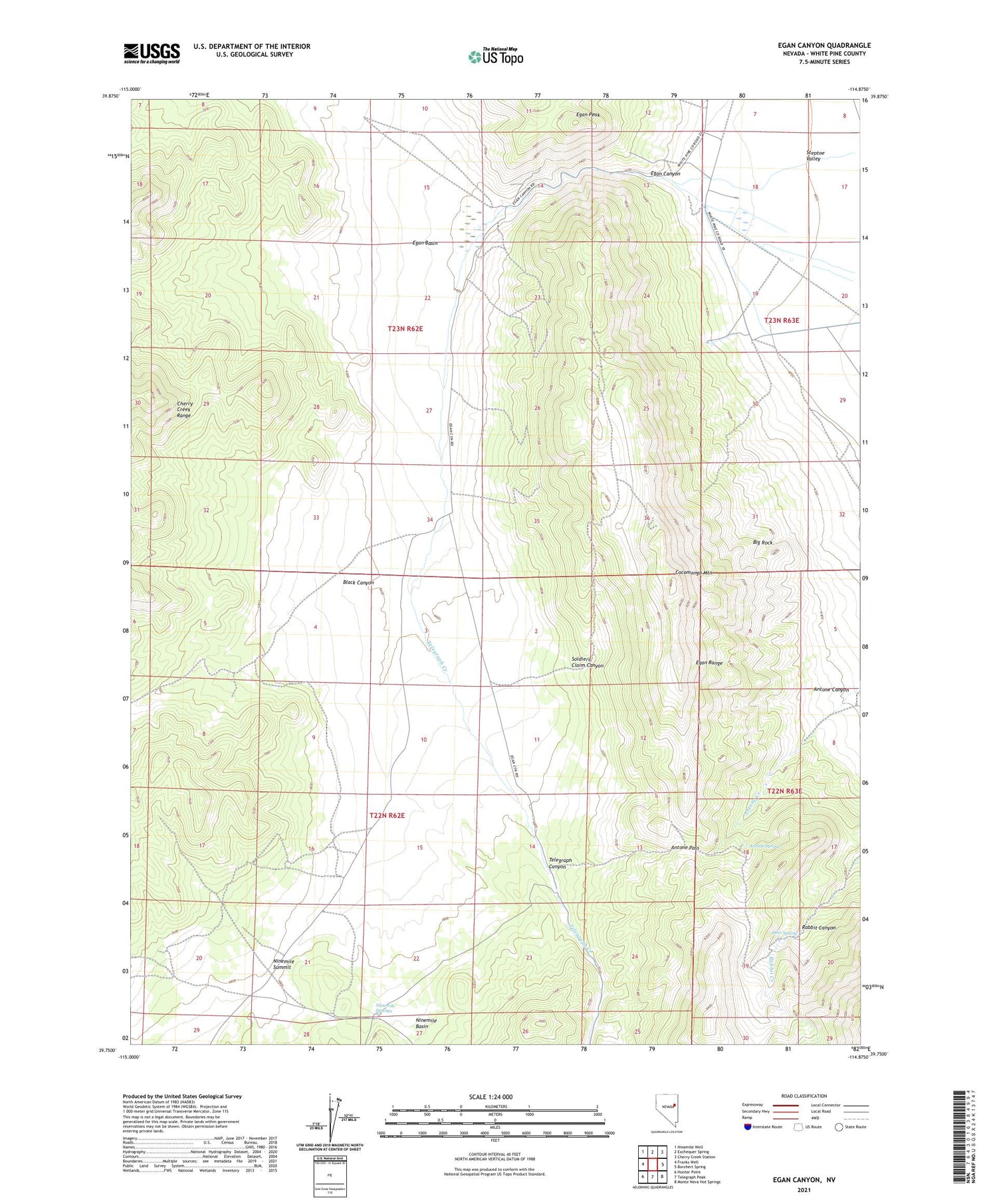 Egan Canyon Nevada US Topo Map Image