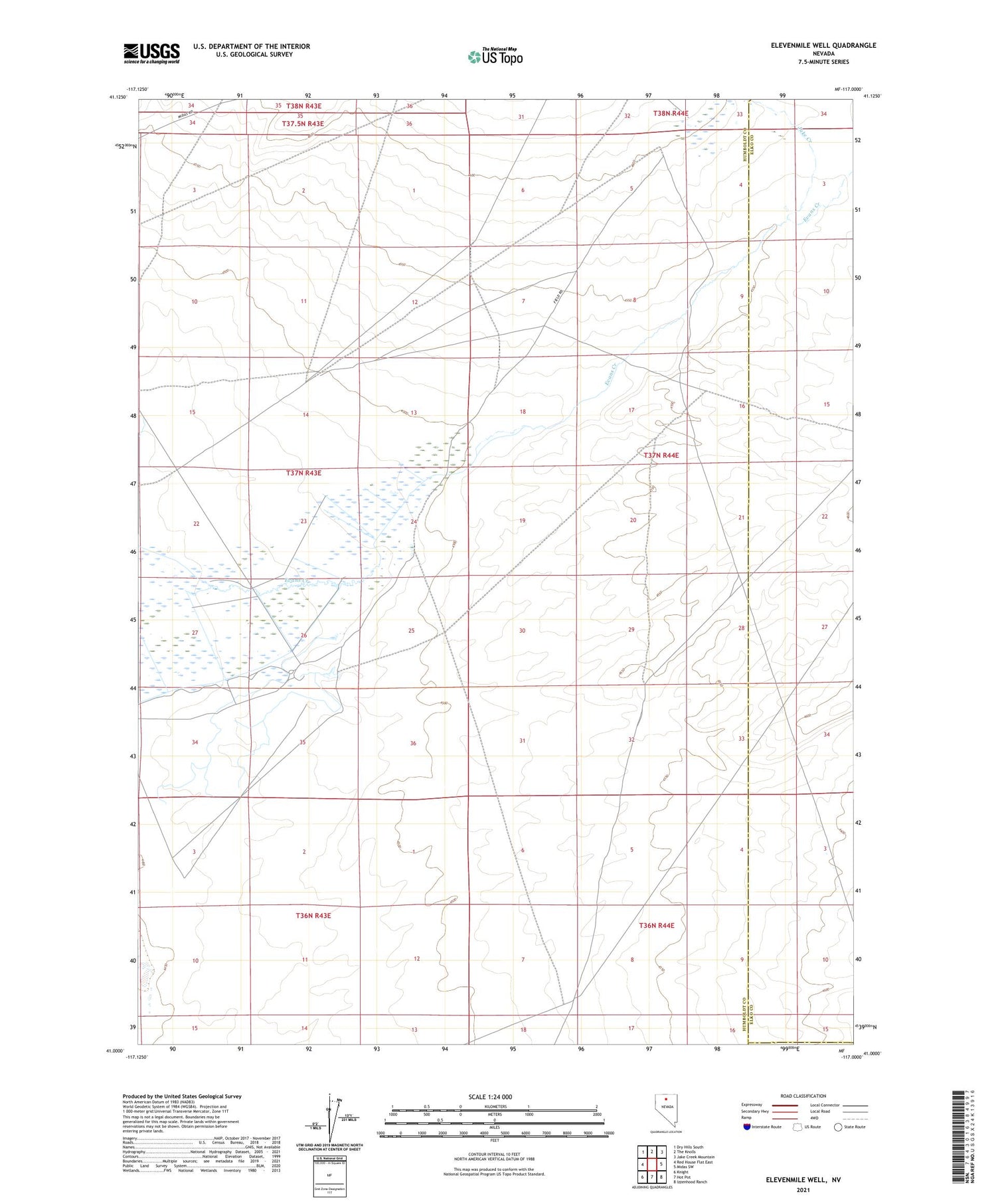 Elevenmile Well Nevada US Topo Map Image