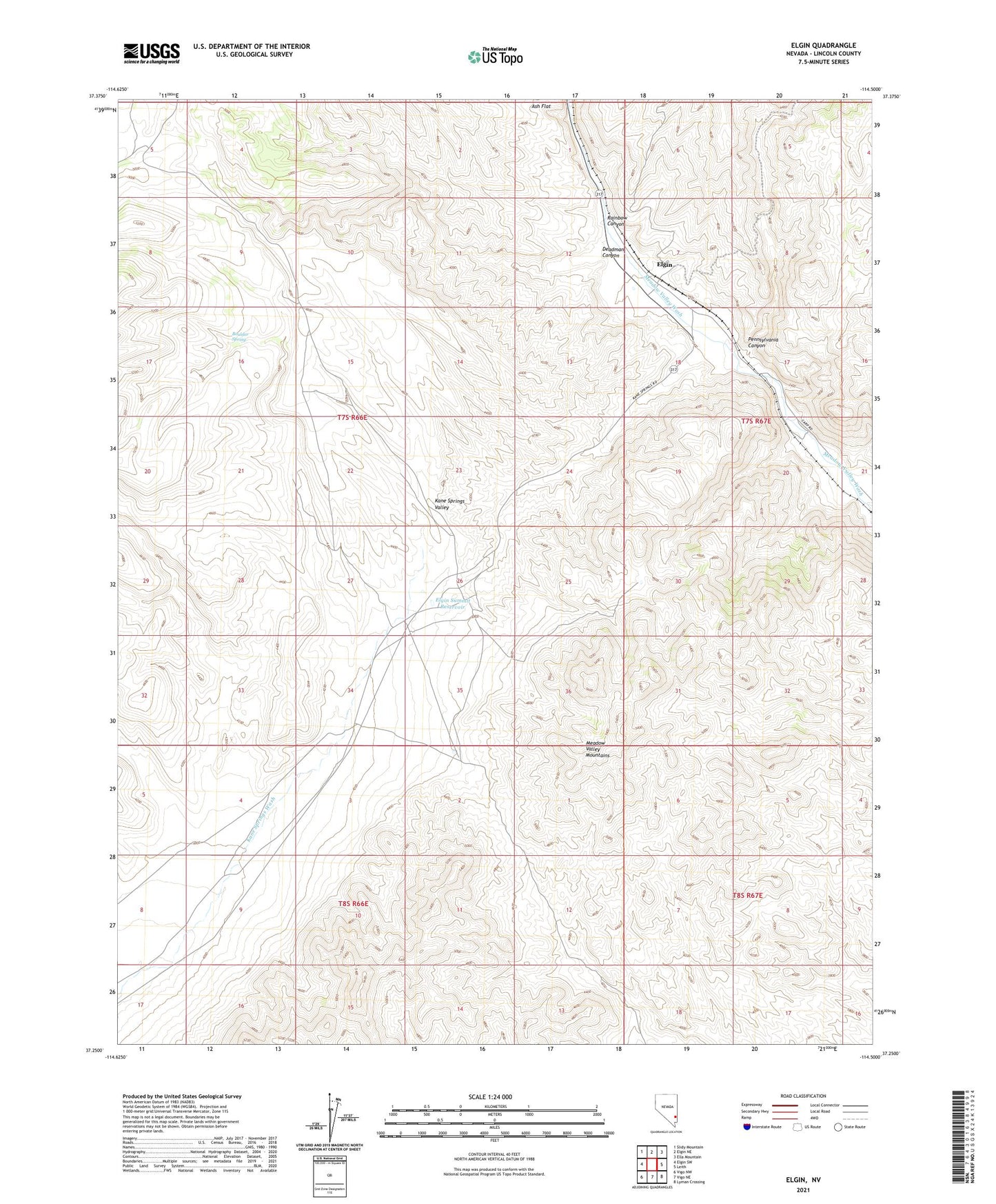 Elgin Nevada US Topo Map Image