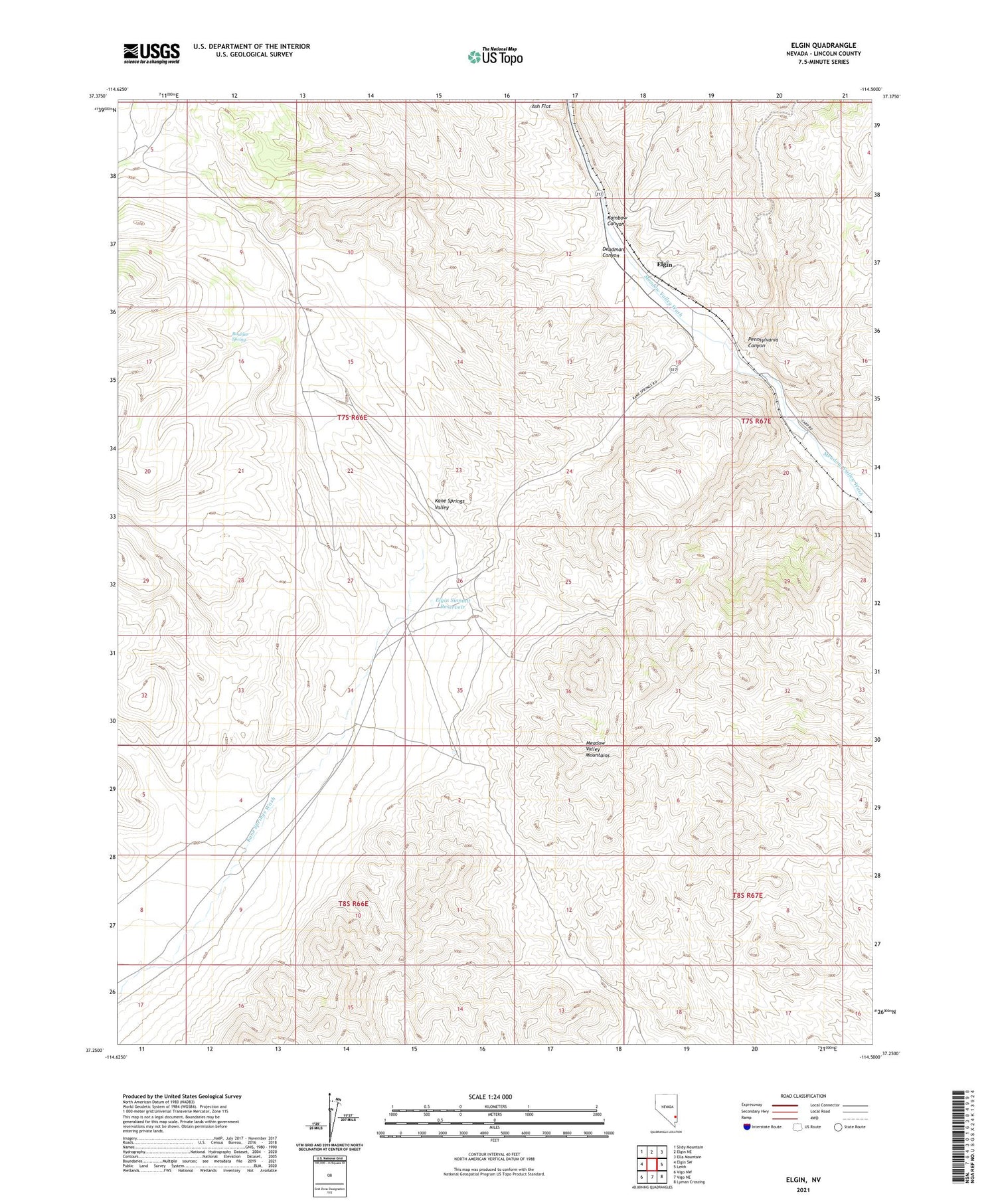 Elgin Nevada US Topo Map Image