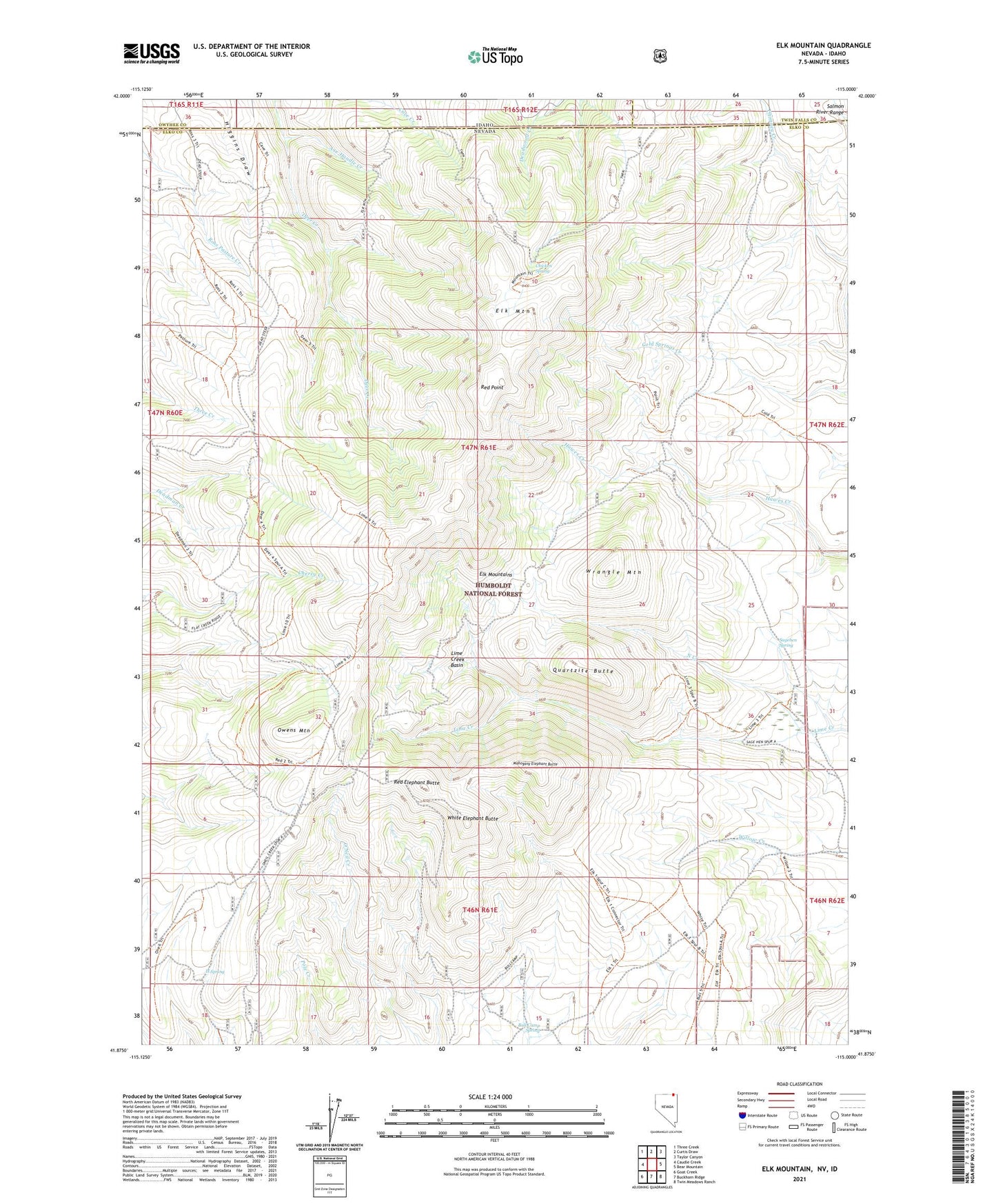 Elk Mountain Nevada US Topo Map Image