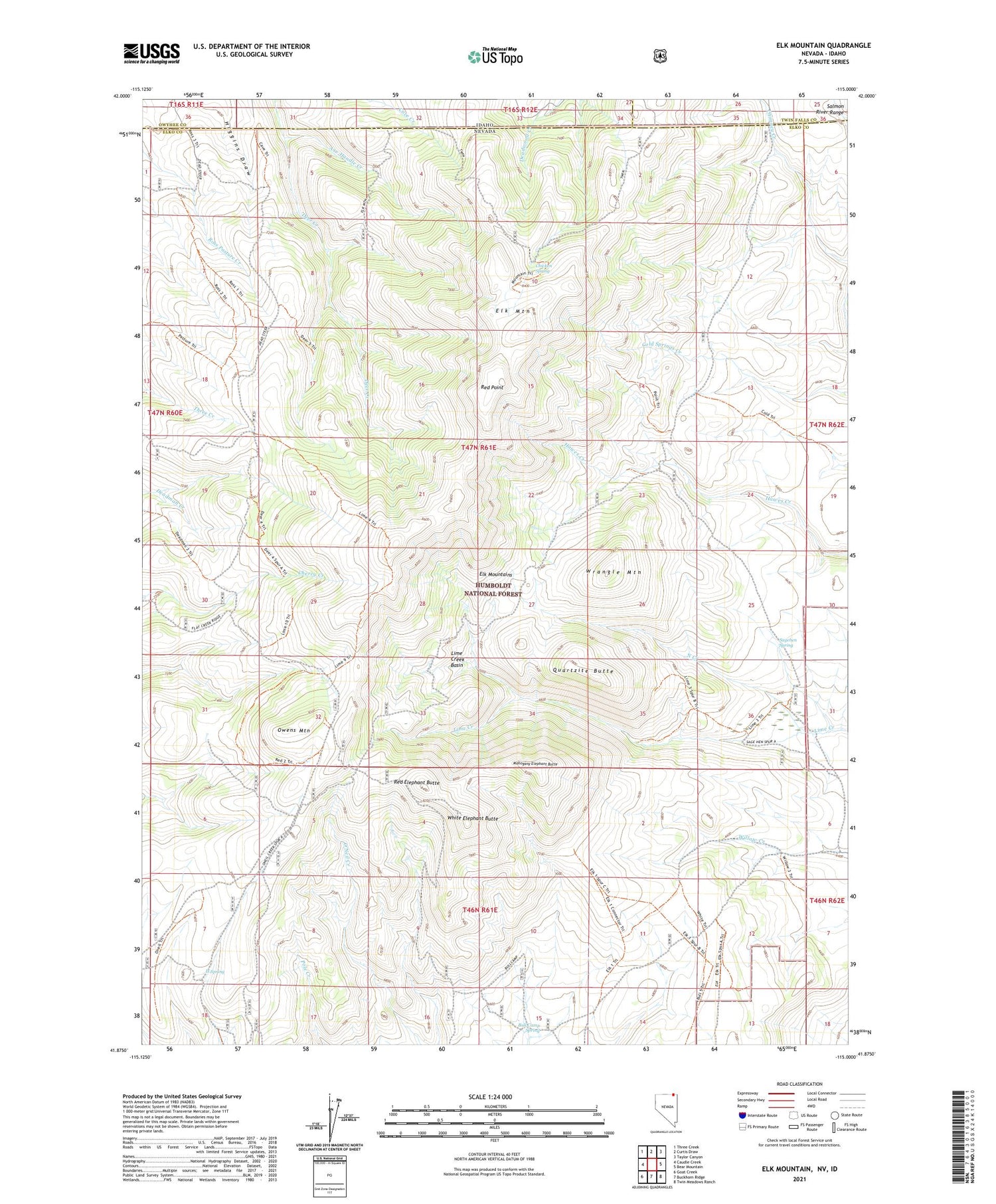 Elk Mountain Nevada US Topo Map Image