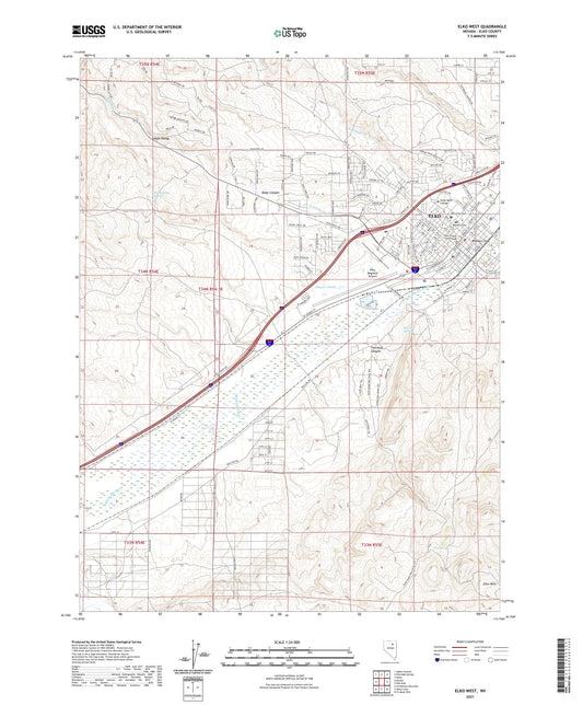 Elko West Nevada US Topo Map Image